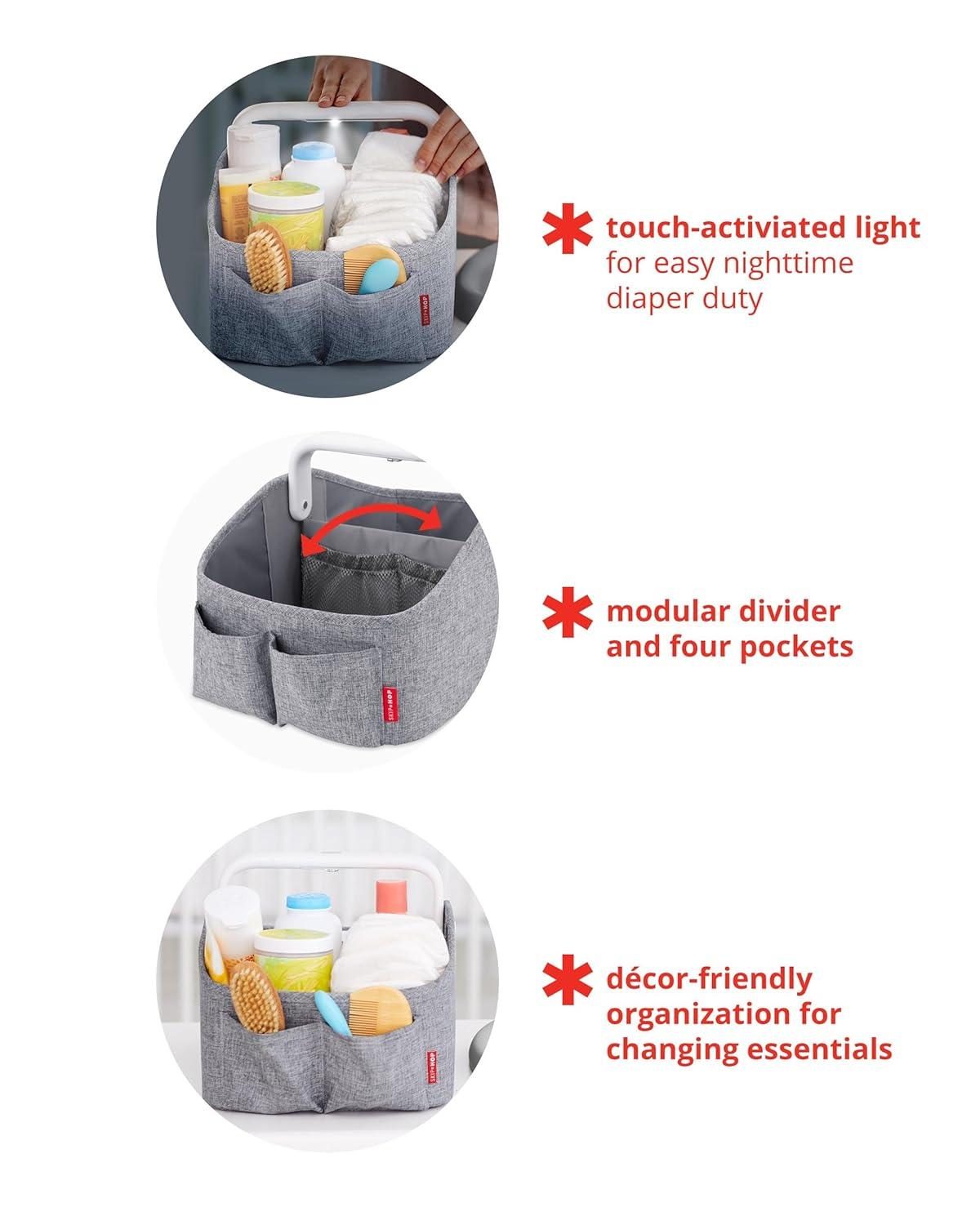 Oat Fabric Diaper Caddy with Touch Light Handle