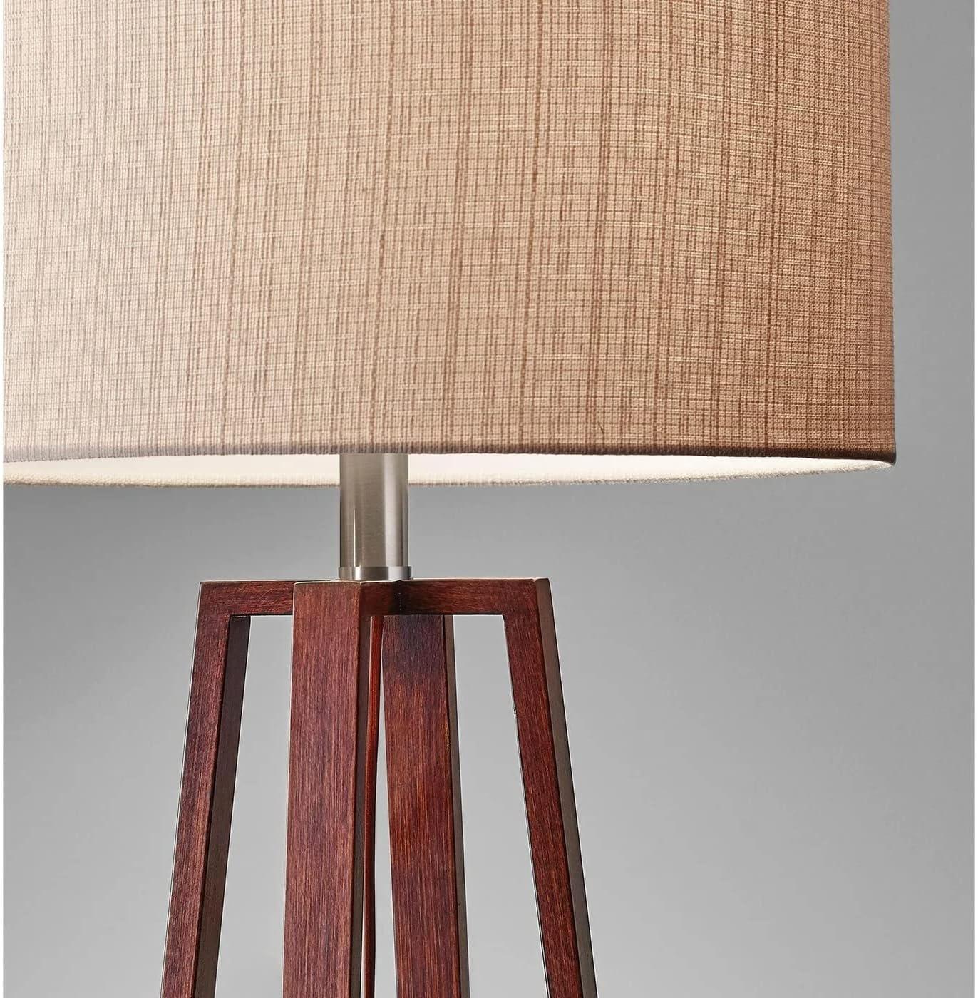 Adesso 23.75" Quinn Table Lamp Brown: ETL Listed, Linen Shade, No Assembly Required