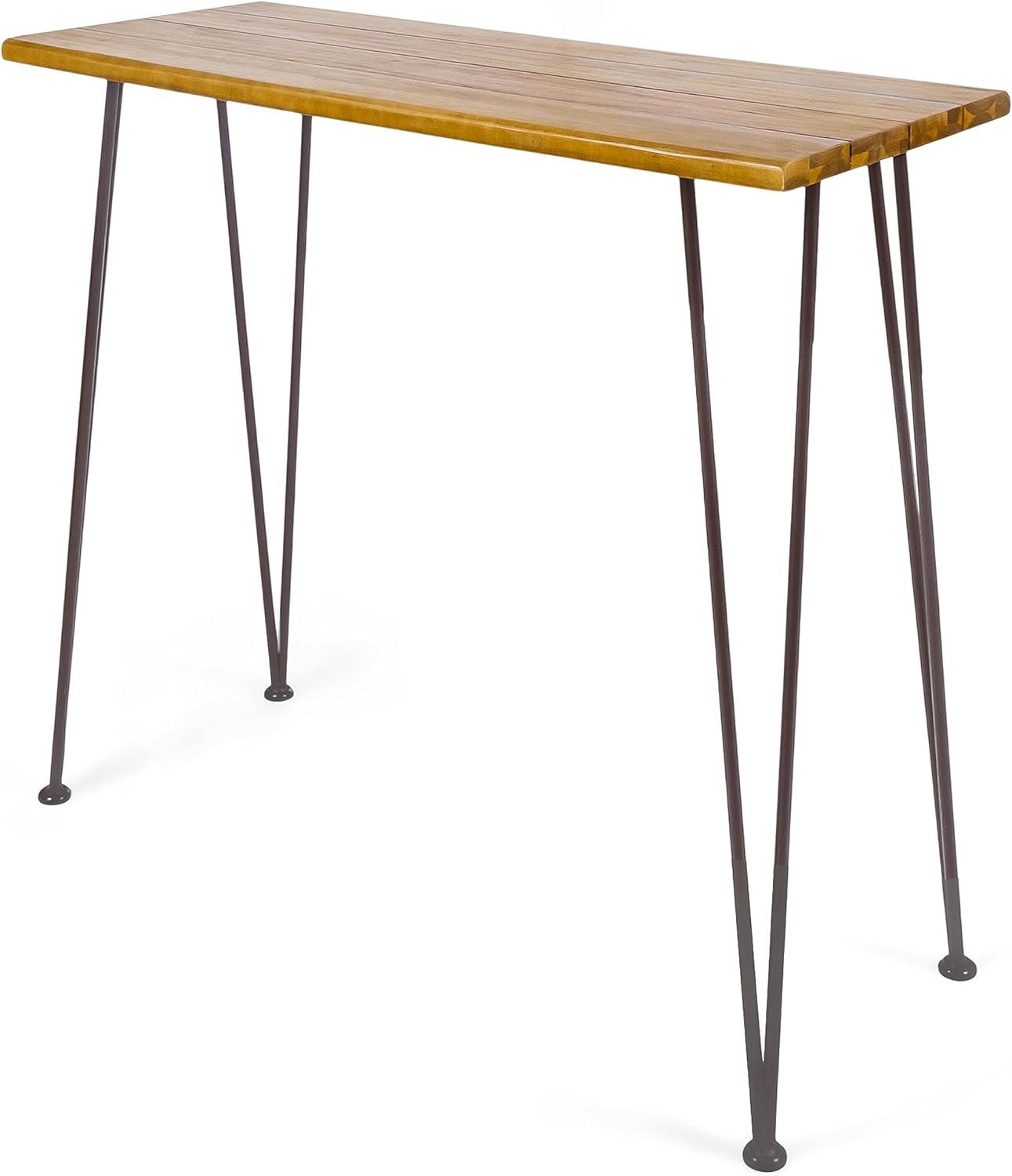 Union Rustic Loya Rectangular Acacia Wood Outdoor Bar Table