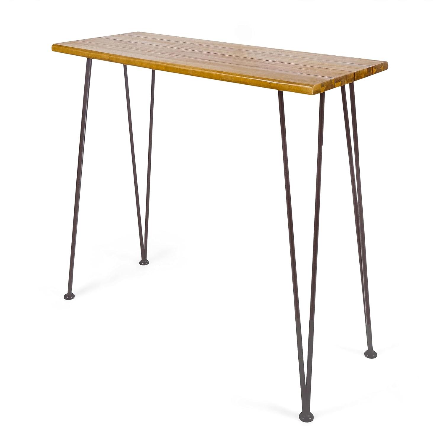 Union Rustic Loya Rectangular Acacia Wood Outdoor Bar Table