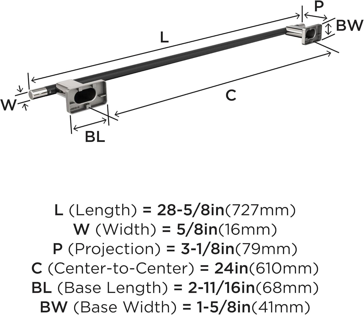 Polished Nickel and Black Bronze 24" Towel Bar