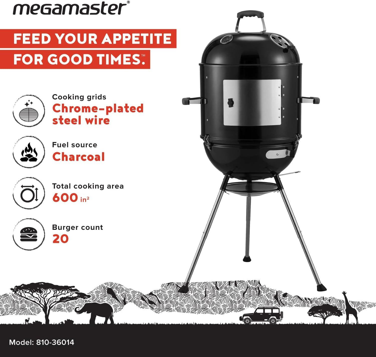 Megamaster Megamaster 4-in-1 Vertical Smoker and Charcoal Kettle Grill