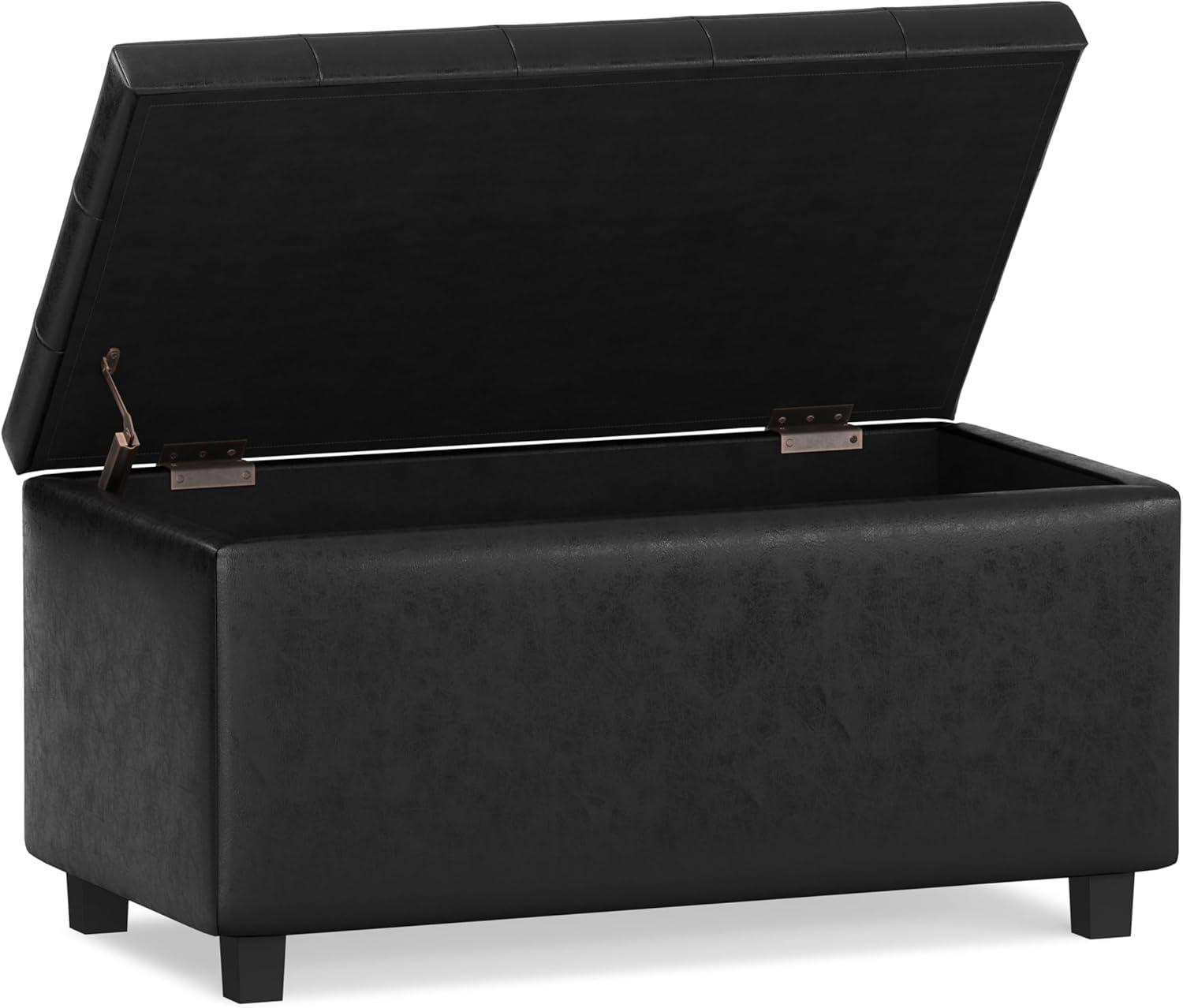 Simpli Home Cosmopolitan Faux Leather Ottoman