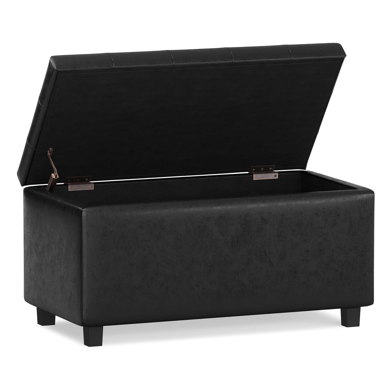 Simpli Home Cosmopolitan Faux Leather Ottoman