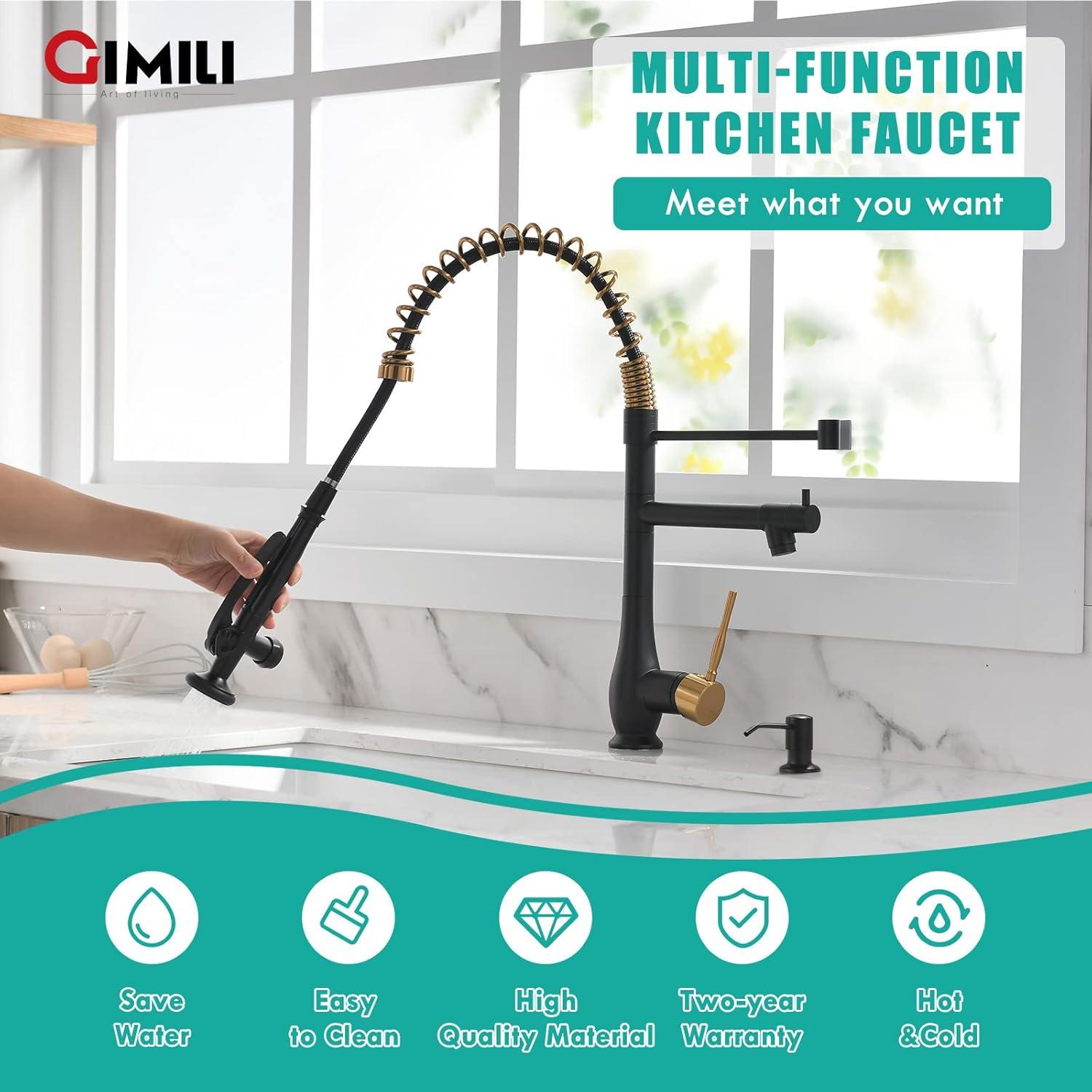 Kitchen Faucet with Pull Down Sprayer,Single Handle Lever Spring Kitchen Sink Faucet