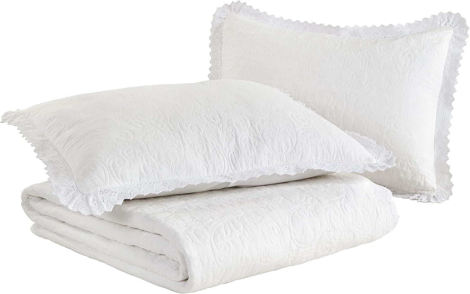 Laura Ashley Laura Ashley Heirloom Crochet Cotton Reversible Quilt Set