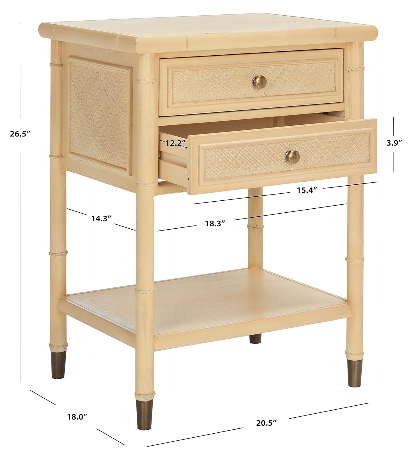 Ahab 2 Drawer 1 Shelf Accent Table - ACC6606A - Light Blonde/Gold - Safavieh