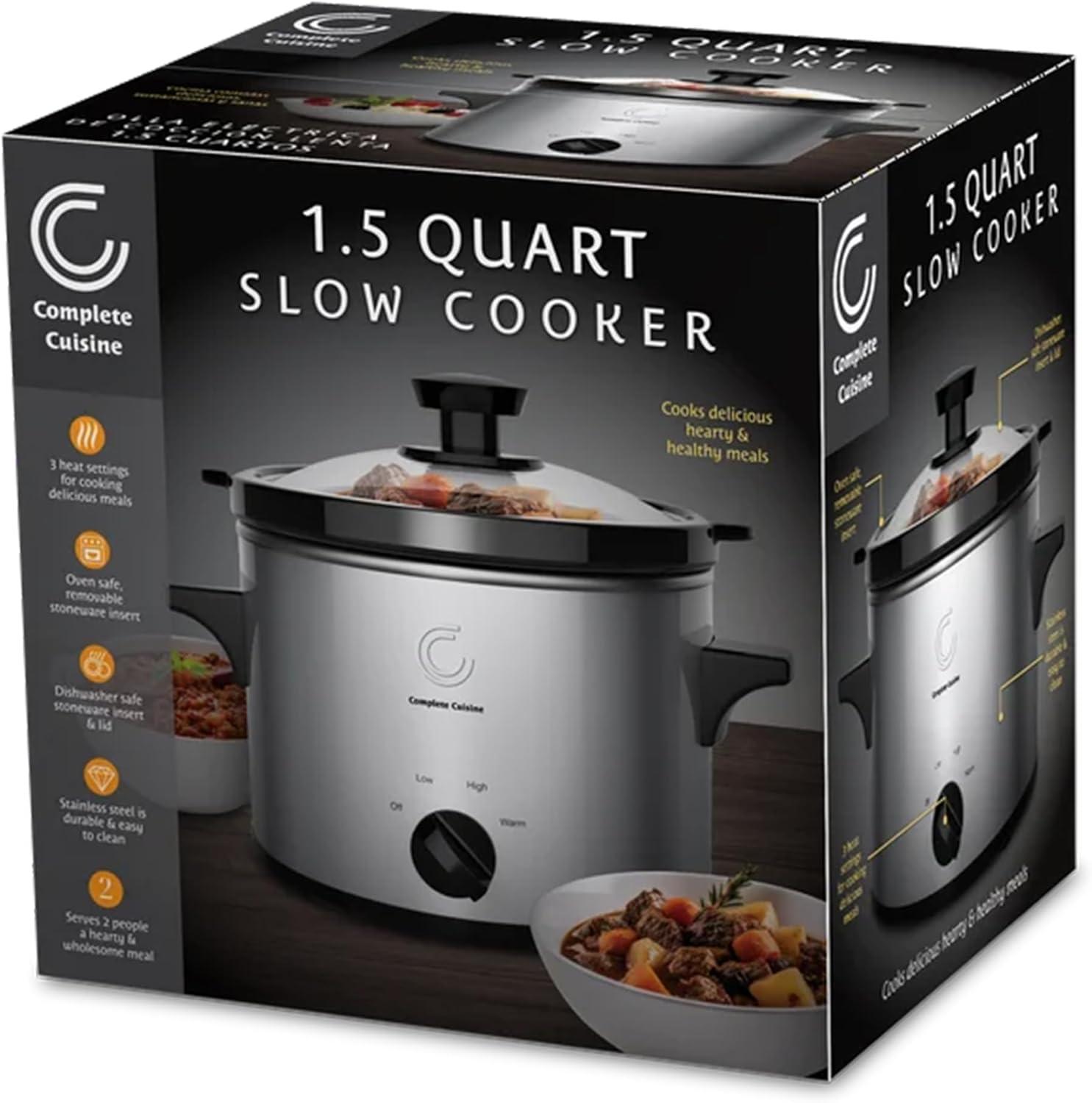Complete Cuisine CC-3000-SL 3-Quart Round Stainless-Steel Slow Cooker