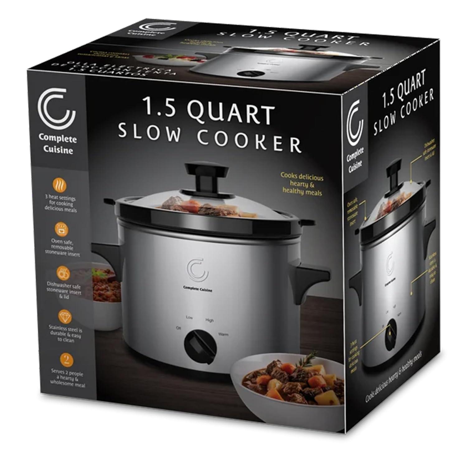 Complete Cuisine CC-3000-SL 3-Quart Round Stainless-Steel Slow Cooker