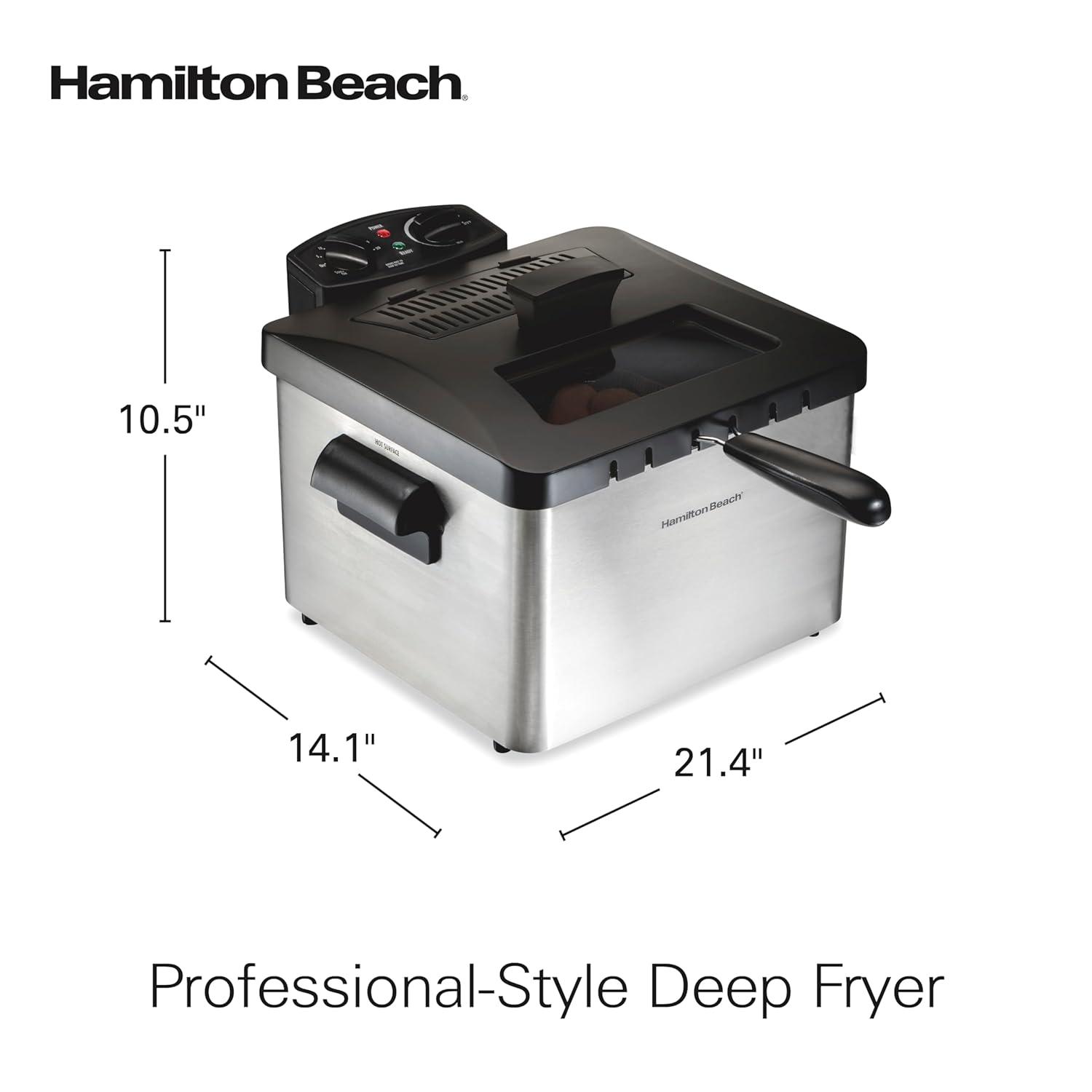 Hamilton Beach Hamilton Beach® Professional-Style Electric Deep Fryer with 12-Cup Food Capacity, Lid with View Window and Three Frying Baskets