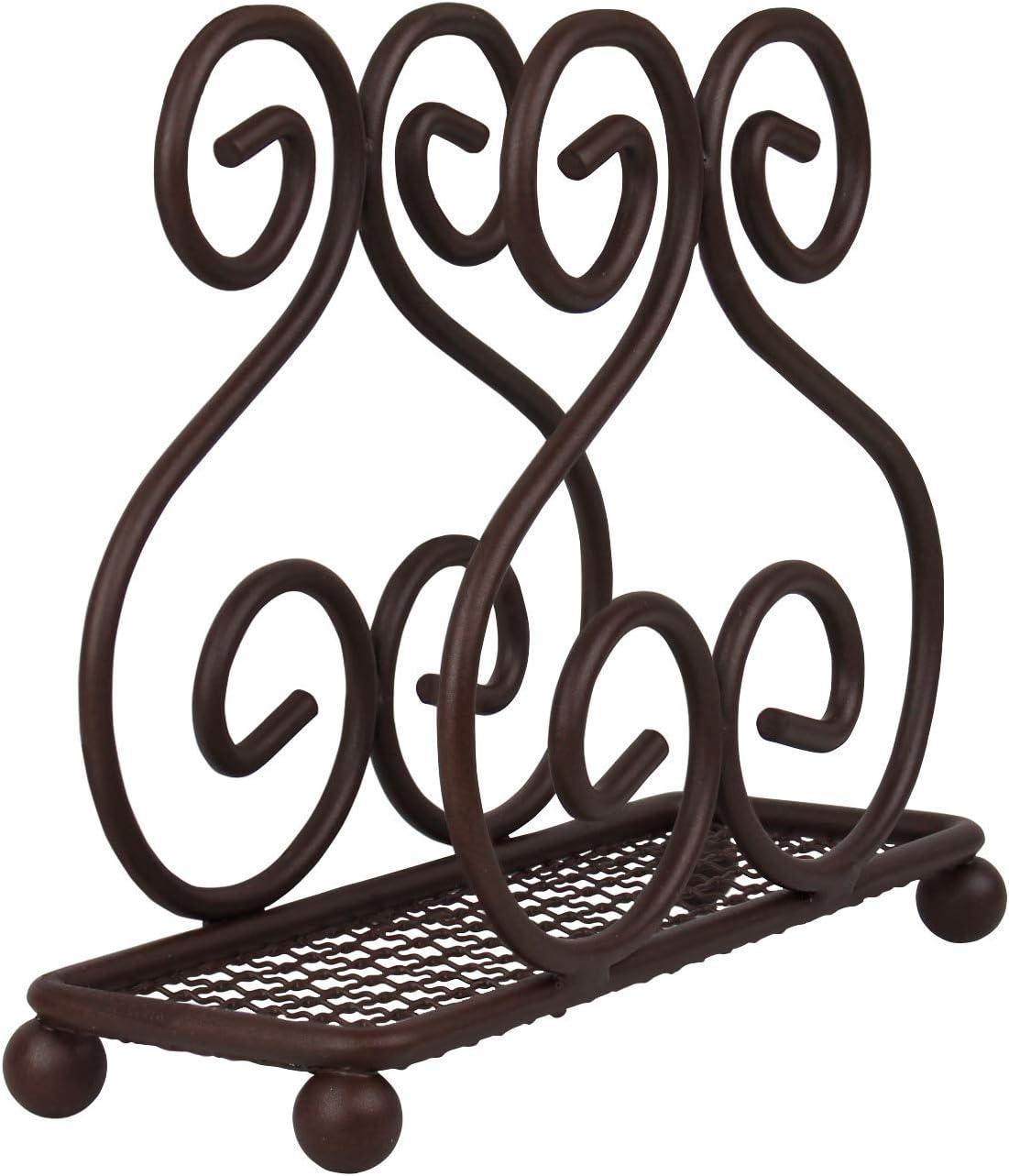 Blue Donuts Scroll Collection Steel Napkin Holder Freestanding Tissue Dispenser Organizer for Kitchen Countertop, Durable, Sturdy, Home Décor - Bronze