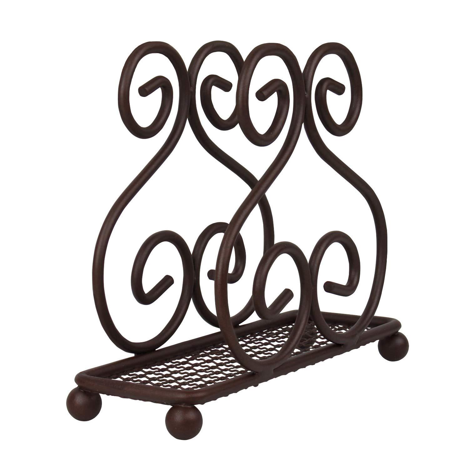 Blue Donuts Scroll Collection Steel Napkin Holder Freestanding Tissue Dispenser Organizer for Kitchen Countertop, Durable, Sturdy, Home Décor - Bronze