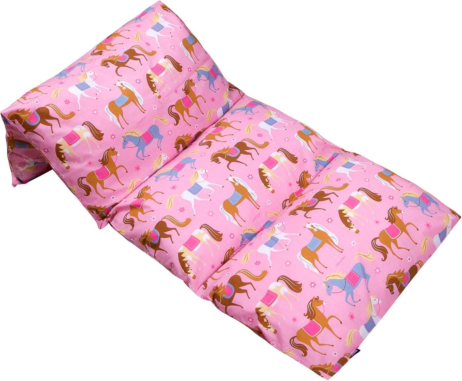 Pink Horses Cotton Polyester Kids Pillow Lounger