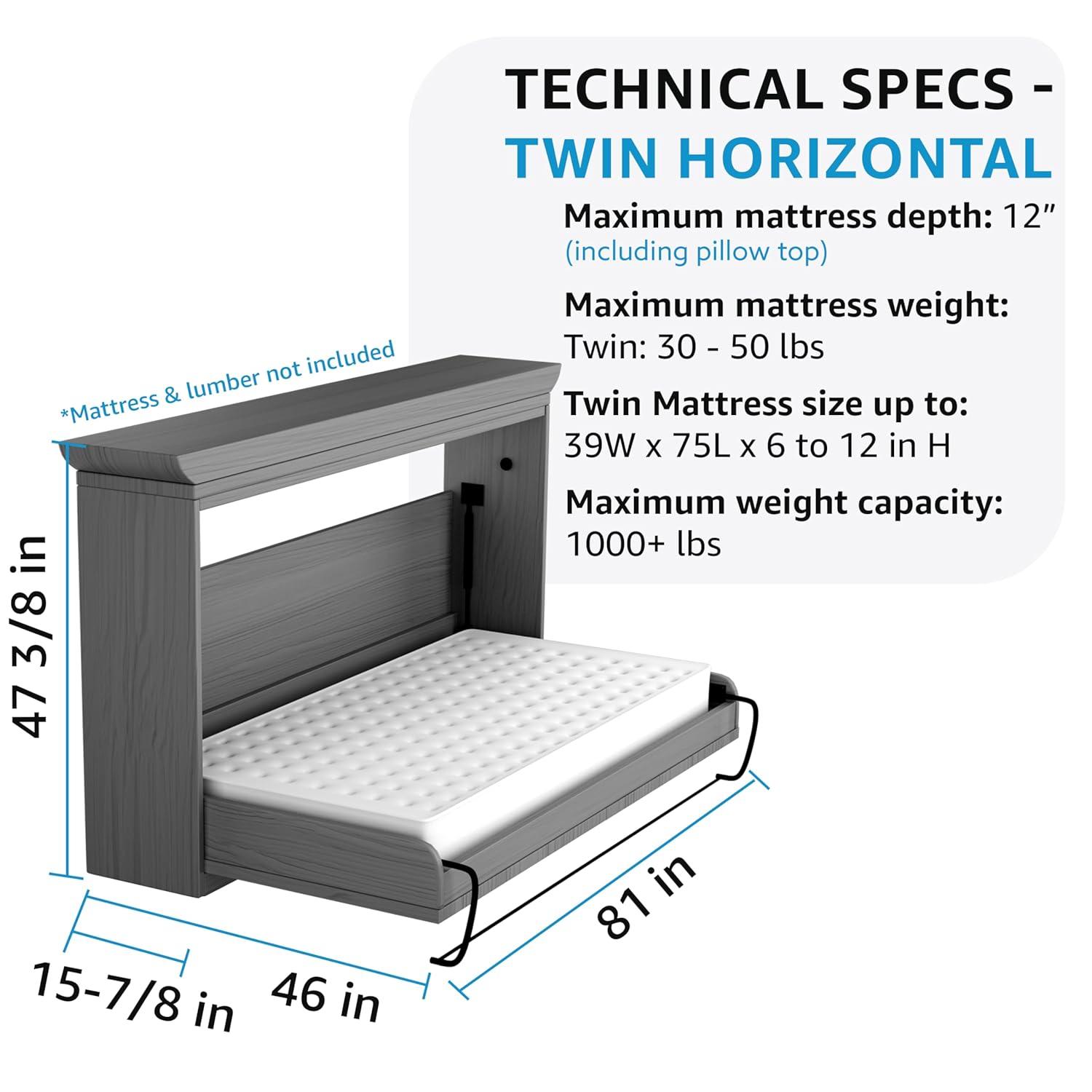 Create-A-Bed Twin Size Deluxe Murphy Bed Kit, Vertical