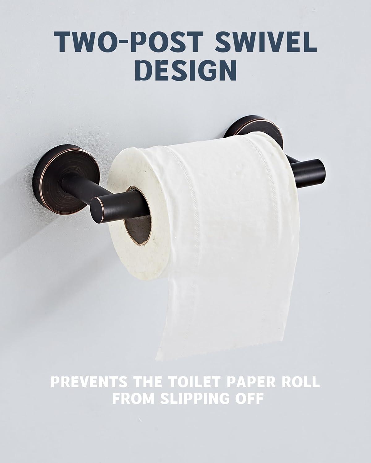 LANFENG Matte Black Double Post Pivoting Wall Mounted Stainless Steel Toilet Paper Holder for Bathroom RV  by RARXTR