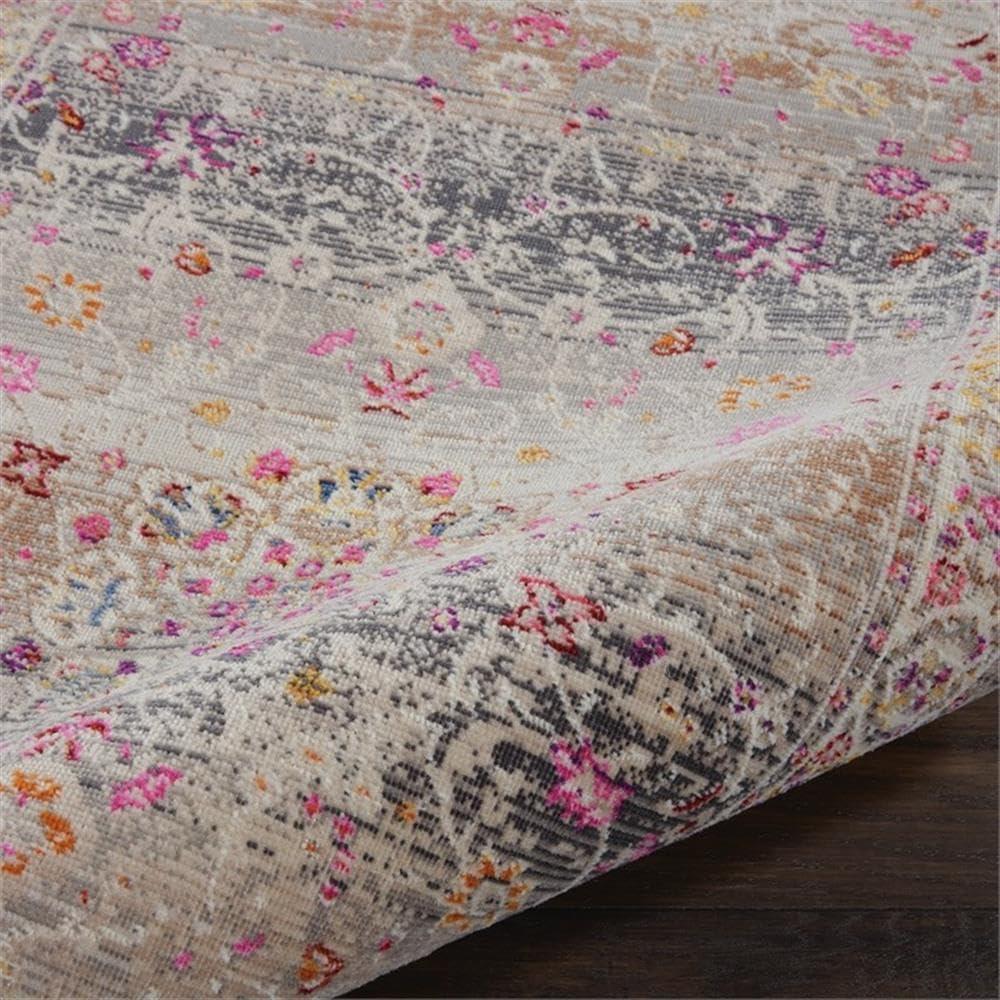 Nourison Vintage Kashan VKA01 Gray/Ivory/Pink Indoor Area Rug - 2'4 x 8'