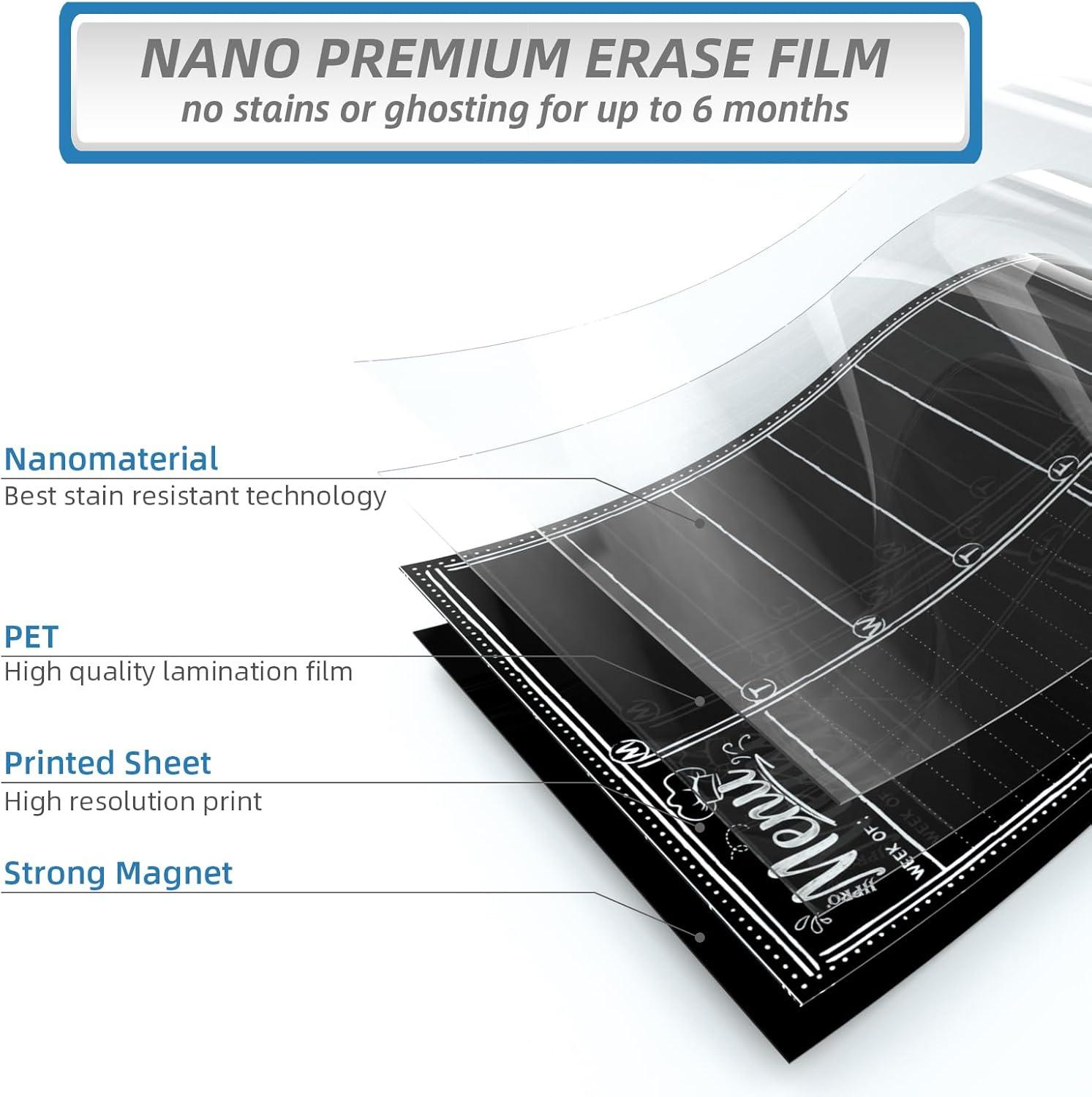 JJPRO Magnetic Dry Erase Menu Blackboard for Fridge-Weekly Meal Planner Chalkboard with Notepad Blackboard Set for Kitchen Refrigerator-Refrigerator Organizer with Menu Planning Board