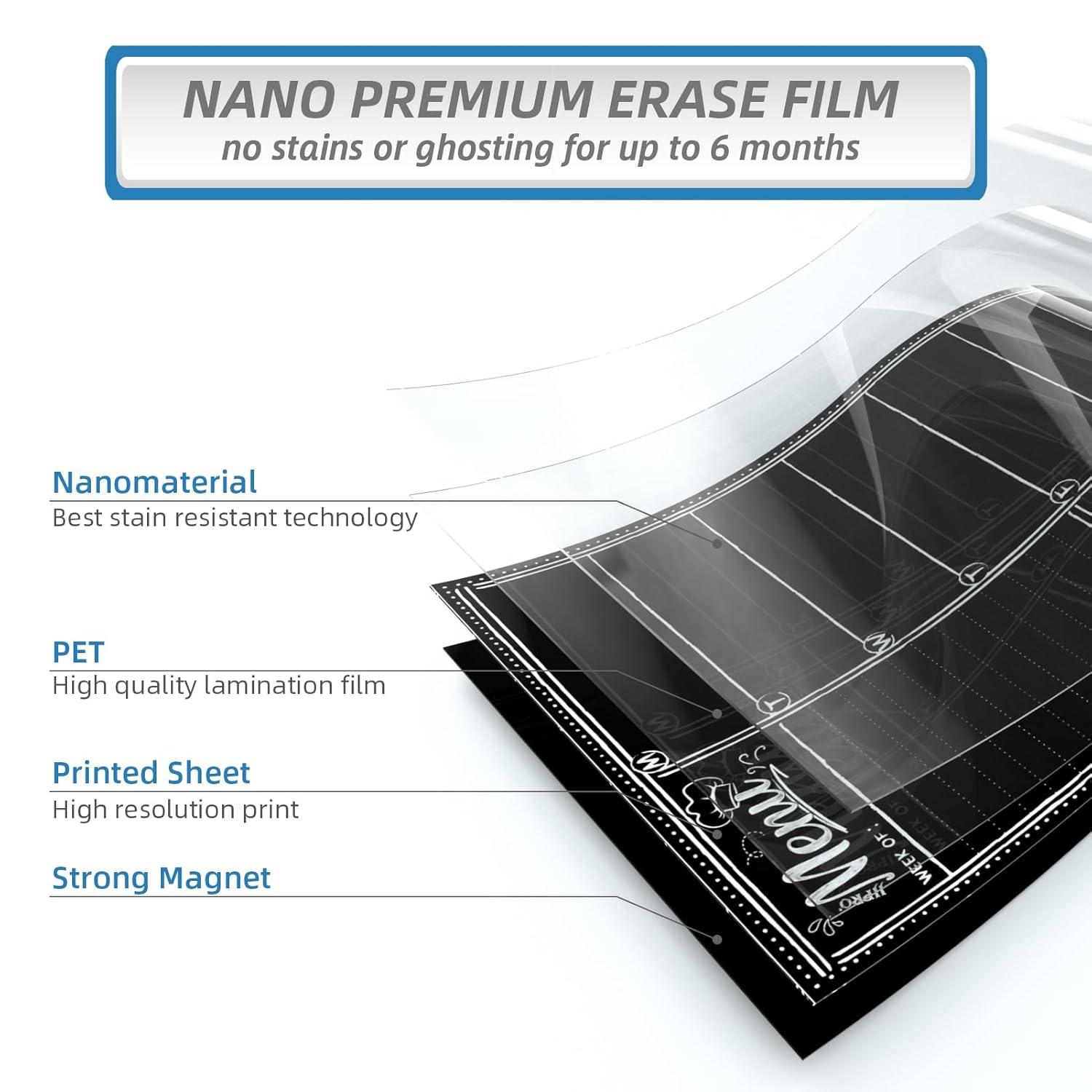 JJPRO Magnetic Dry Erase Menu Blackboard for Fridge-Weekly Meal Planner Chalkboard with Notepad Blackboard Set for Kitchen Refrigerator-Refrigerator Organizer with Menu Planning Board