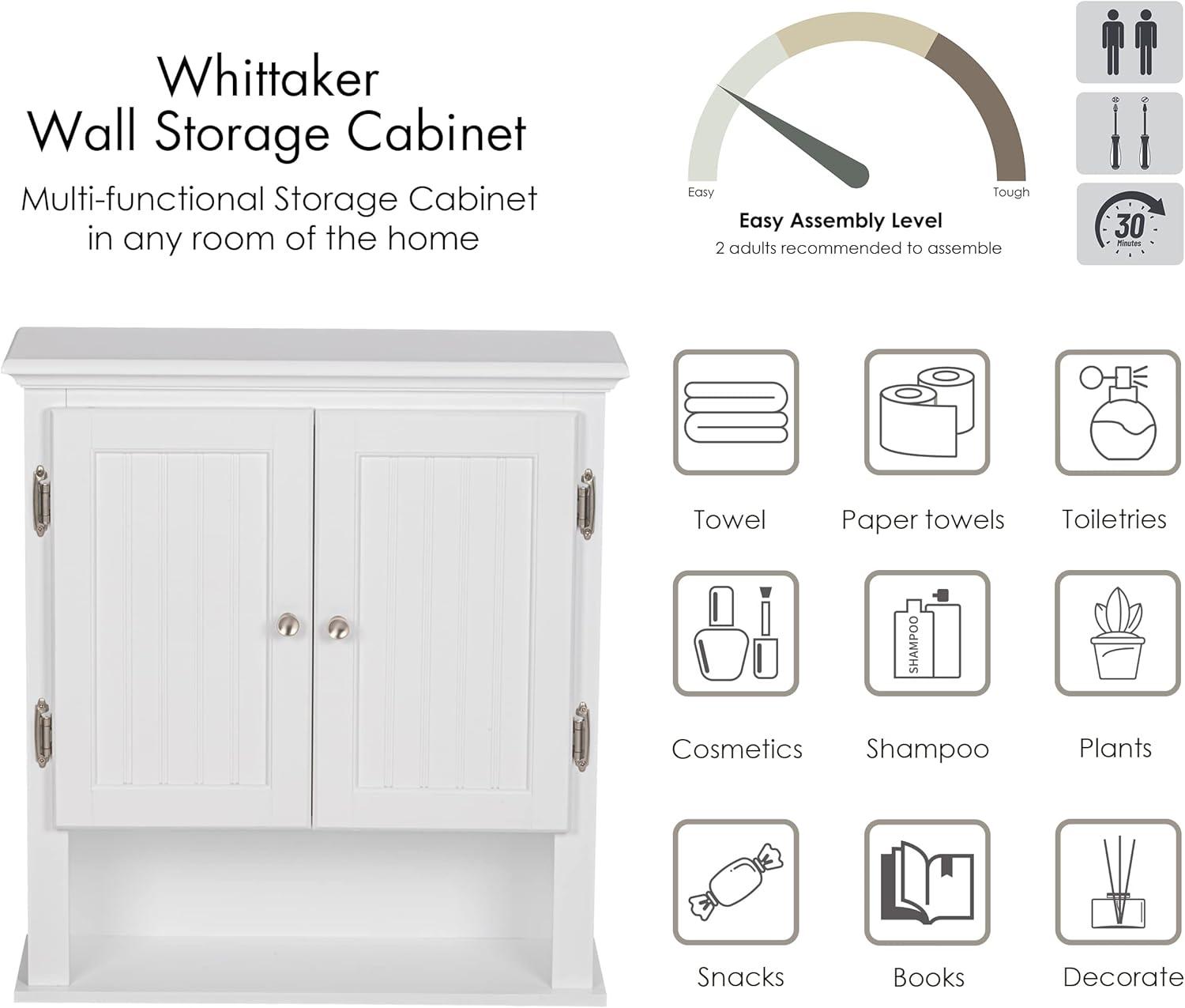 UTEX Bathroom Cabinet Wall Mounted, Wood Hanging Cabinet, Wall Cabinets with Doors and Shelves Over The Toilet for Bathroom,White
