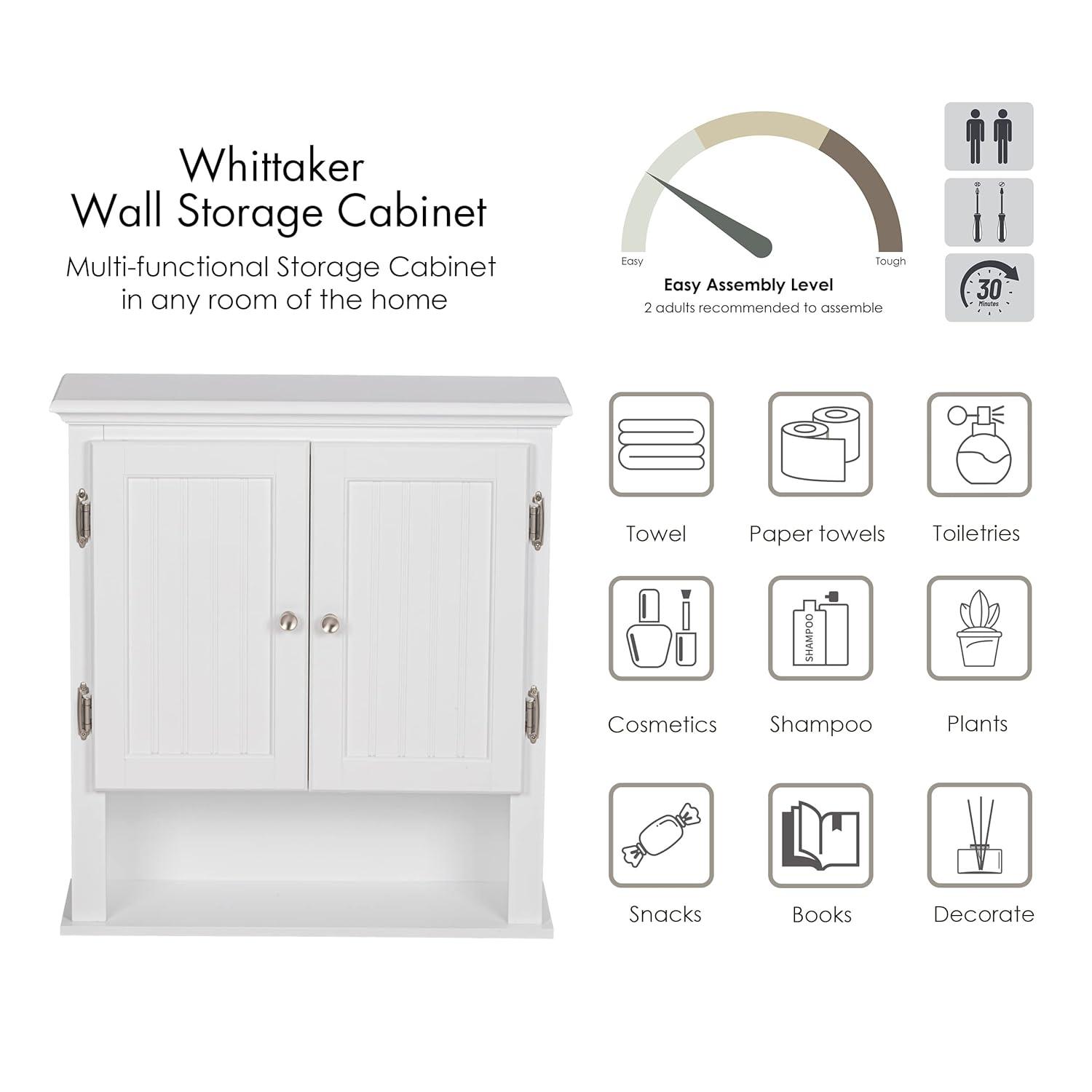 UTEX Bathroom Cabinet Wall Mounted, Wood Hanging Cabinet, Wall Cabinets with Doors and Shelves Over The Toilet for Bathroom,White