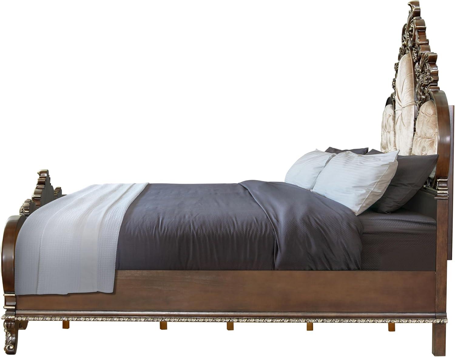 ACME Furniture Devany Upholstered Bed in Cream and Cherry