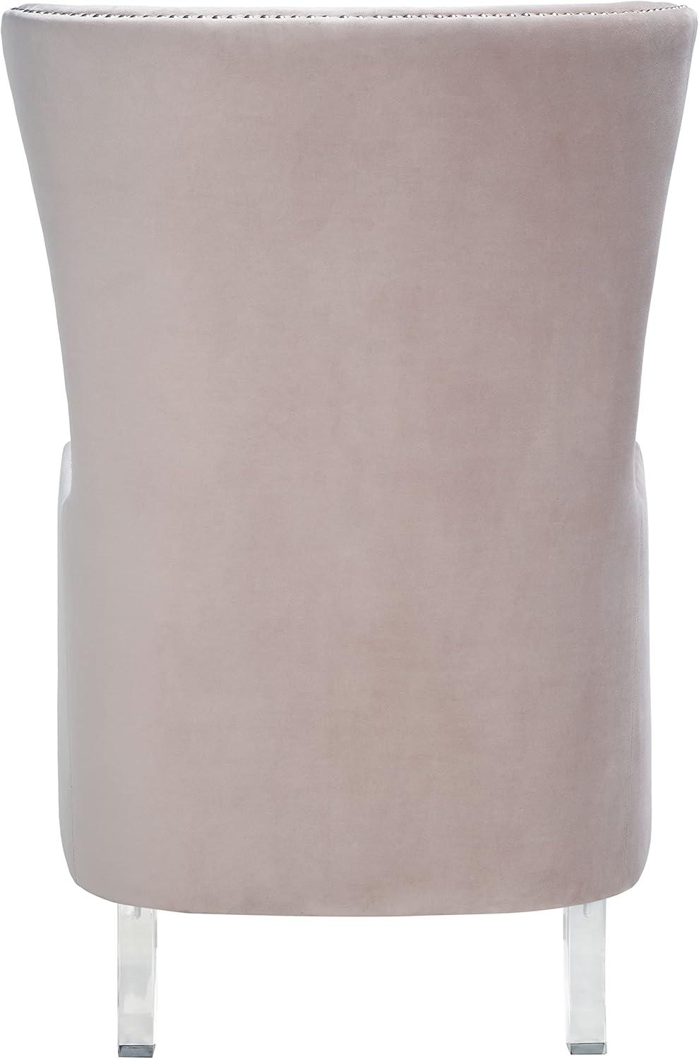 Pale Taupe Velvet Wingback Chair with Acrylic Legs