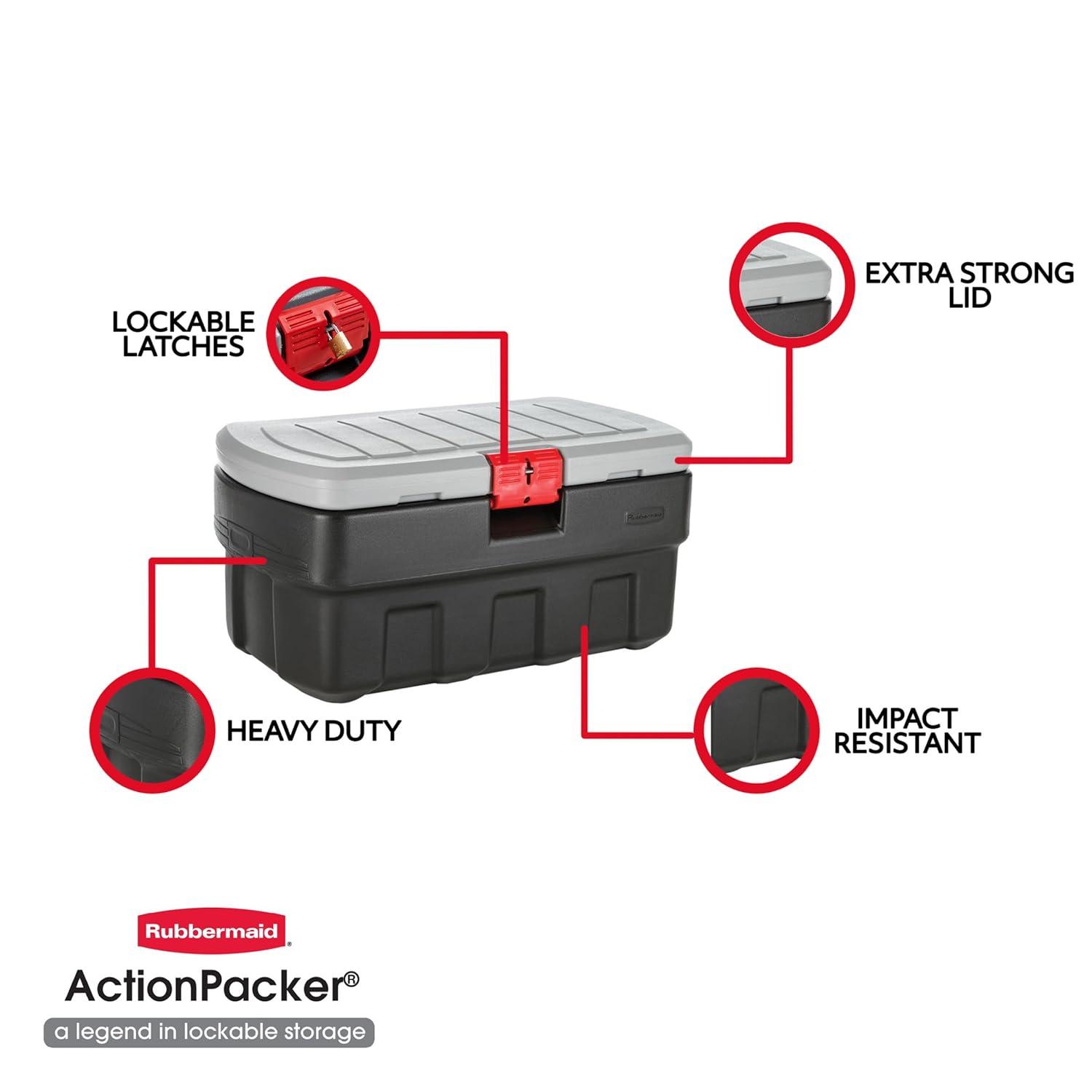 Rubbermaid Rubbermaid 35 Gal Action Packer Heavy Duty Storage Tote with Lockable Lid
