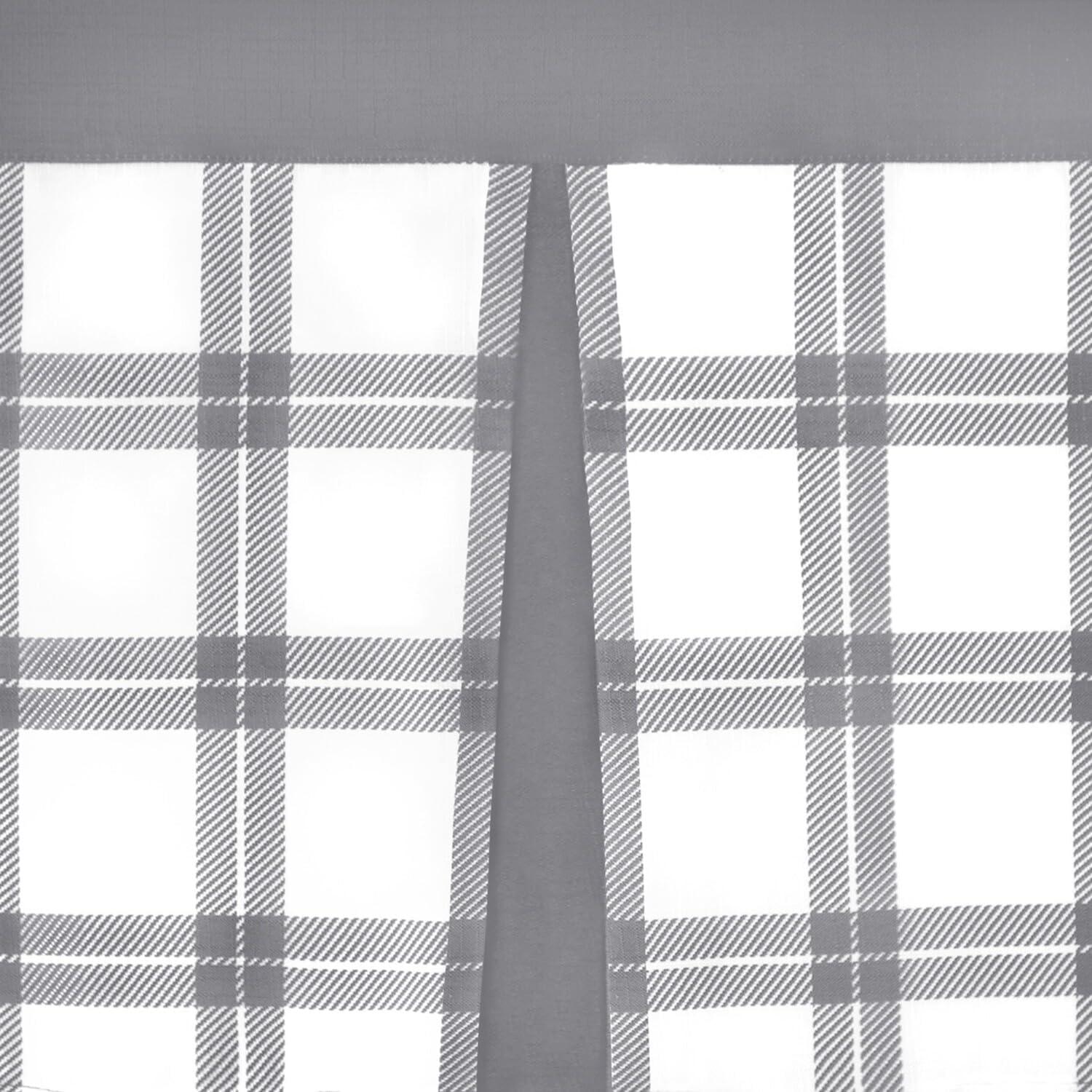 Achim Tate Plaid Light Filtering Tier and Valance Curtain Set, Grey, 58" x 24"