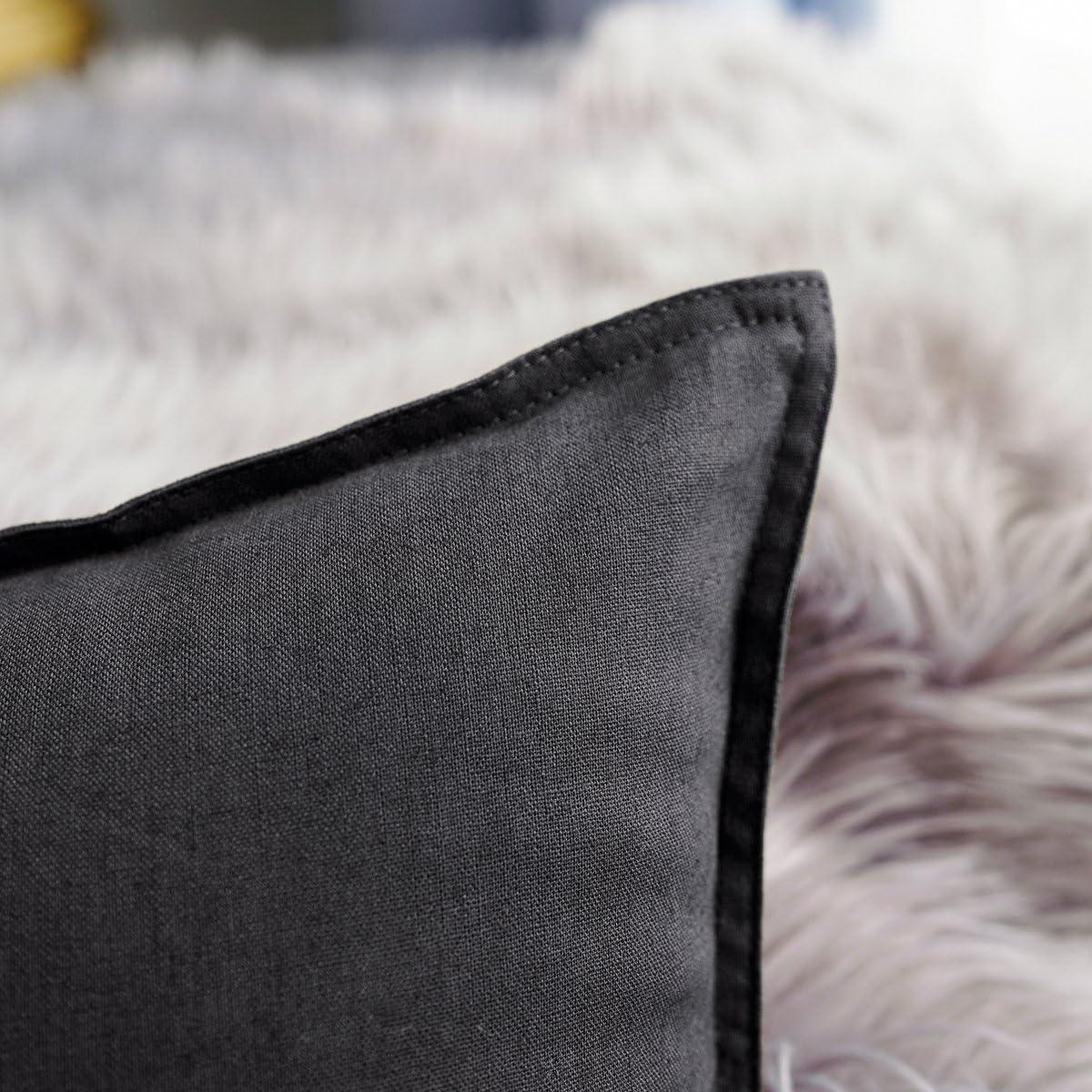 Jeanerlor Solid Cotton Linen Decoration Toss Throw Pillow Sham Cushion Case Dark Grey Pillow Cover Delicate Decorative Pillowcase for Bed/Chair/Couch, 18"x18"(45 x 45cm), Dark Grey