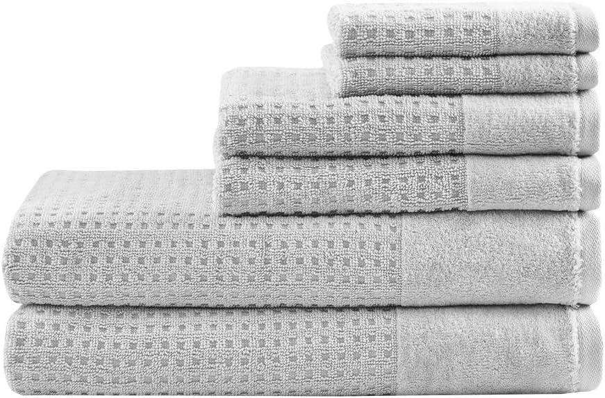Madison Park Spa Waffle Cotton Jacquard Antimicrobial Bath Towel 6 Piece Set