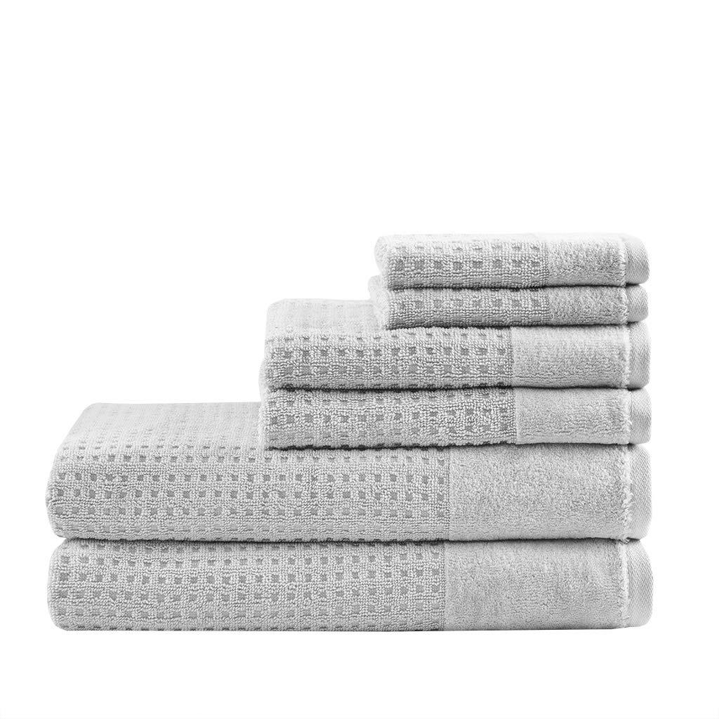 Madison Park Spa Waffle Cotton Jacquard Antimicrobial Bath Towel 6 Piece Set