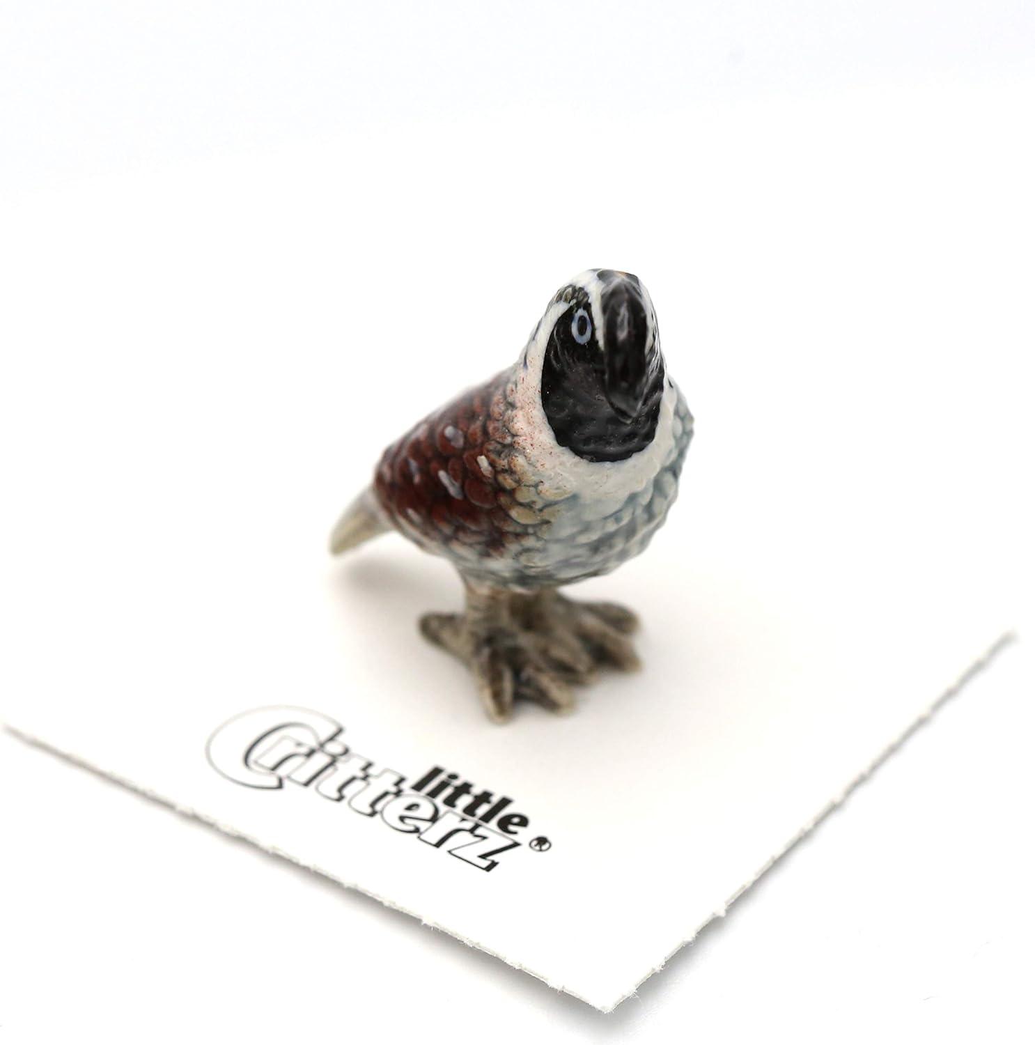 Little Critterz California Quail Valley "Chi-ca-go" Bird - Hand-painted Home Decor Bird Decorative Figurine - Miniature Porcelain Figurine