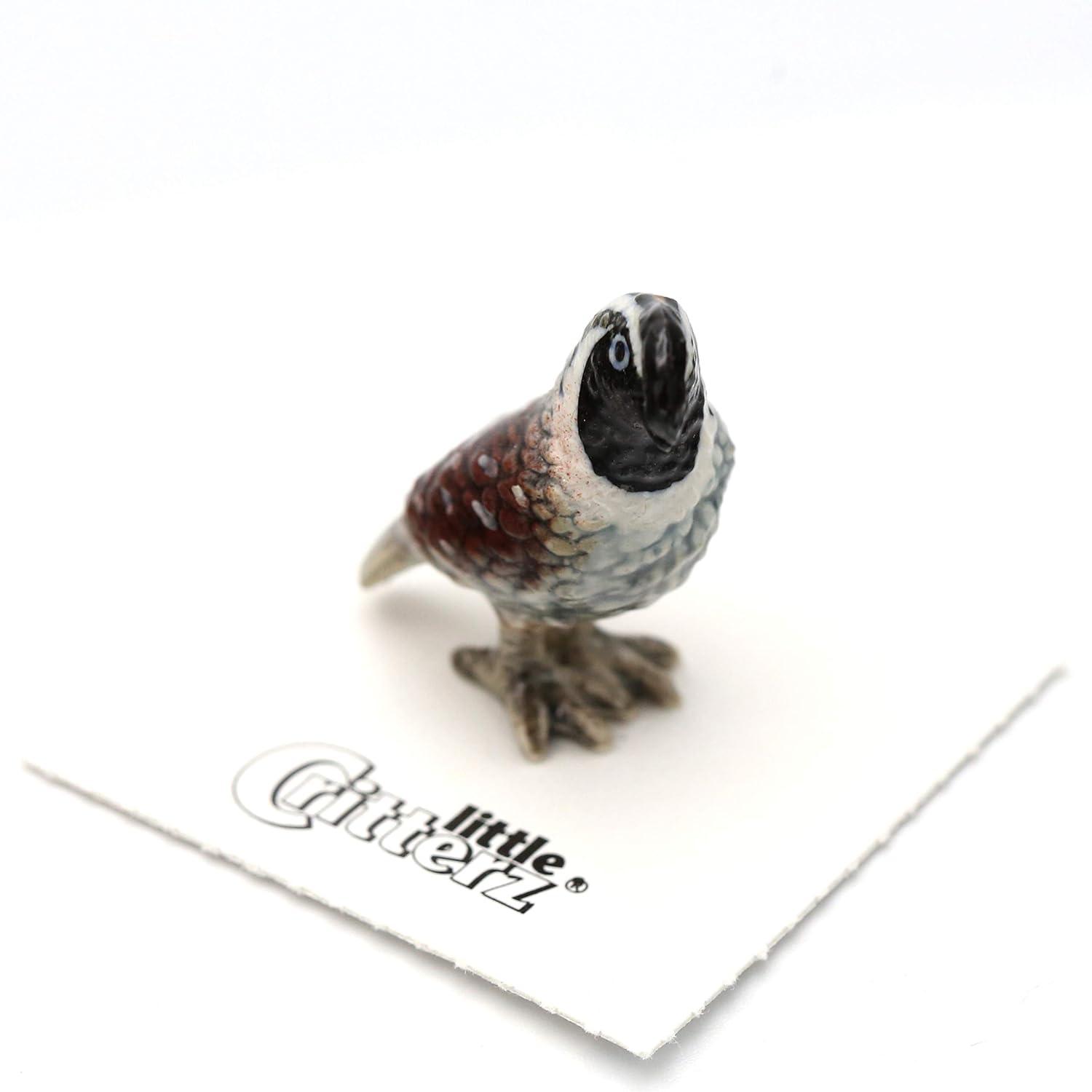 Little Critterz California Quail Valley "Chi-ca-go" Bird - Hand-painted Home Decor Bird Decorative Figurine - Miniature Porcelain Figurine