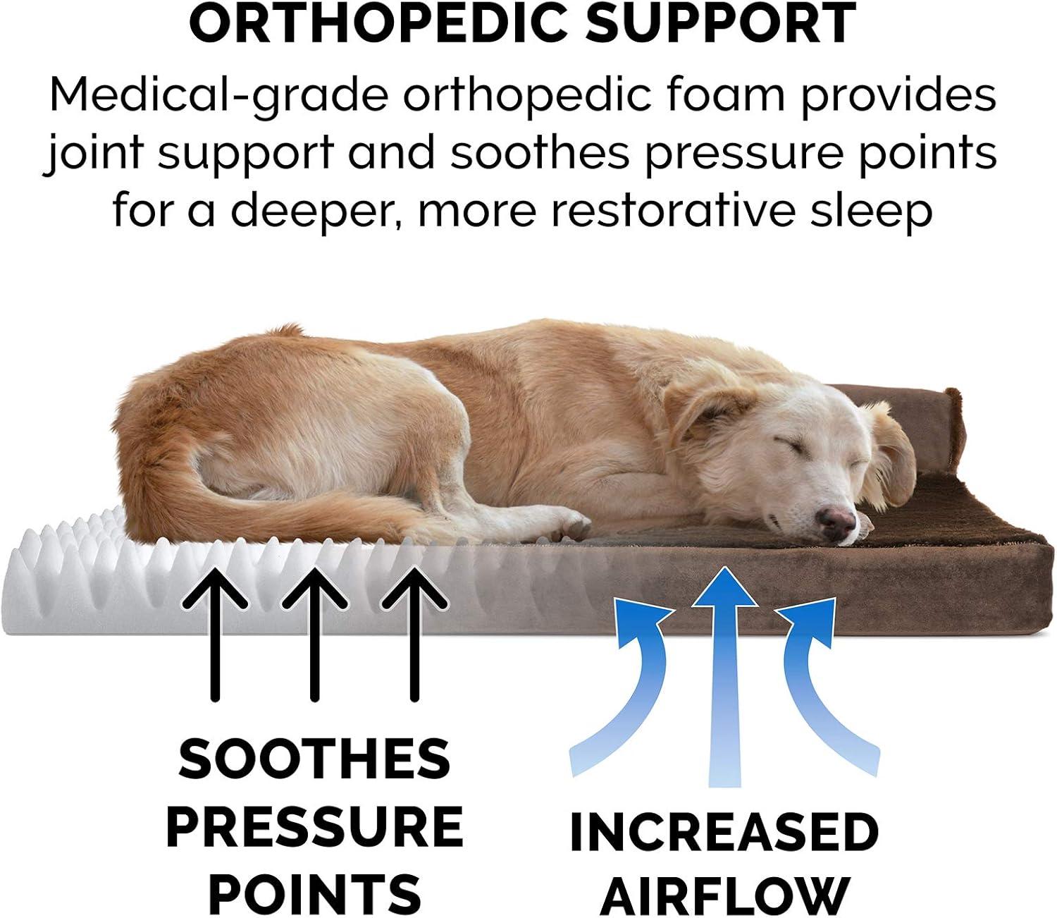 FurHaven Plush & Velvet Deluxe L-Chaise Orthopedic Pet Bed
