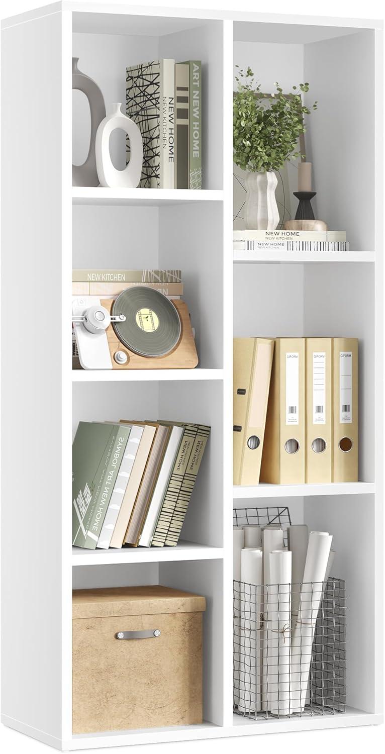 VASAGLE Bookcase, Bookshelf with 7 Compartments, Freestanding Shelves and Cube Organizer, for Display in Living Room, Bedroom, and Home Office, White ULBC27WT
