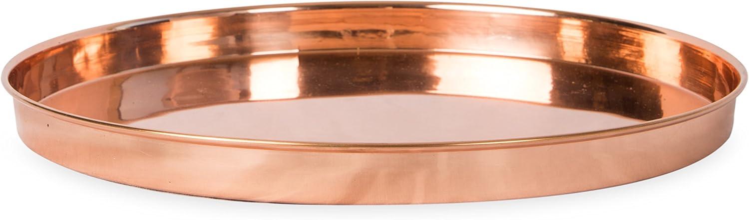 12.5" Decorative Round Stainless Steel Tray Copper Plated Finish - ACHLA Designs: Versatile Indoor/Outdoor Use, Elegant Centerpiece