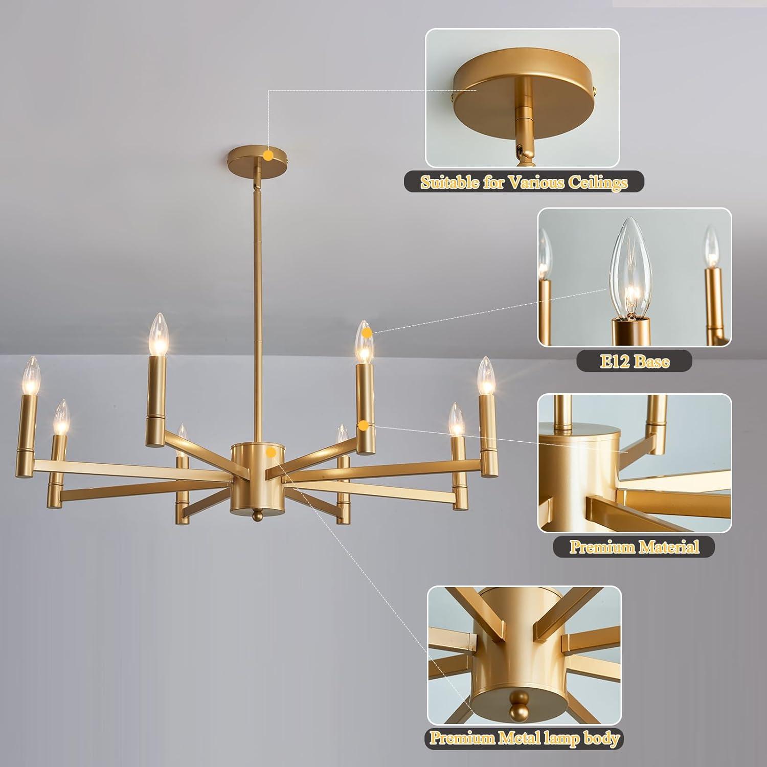 Gold 8-Light Candle Empire Chandelier with Metal Finish