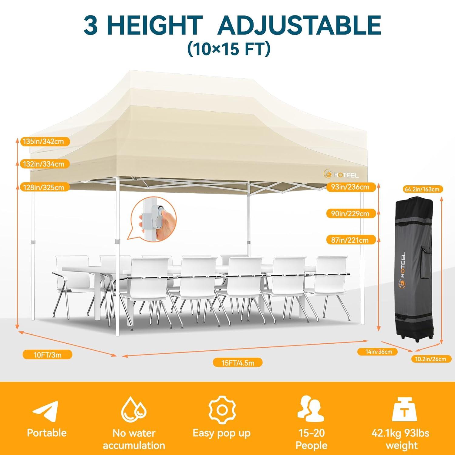 HOTEEL 10'Wx20'D Heavy Duty Pop up Canopy Tent with 6 sidewalls Easy Up Commercial Outdoor