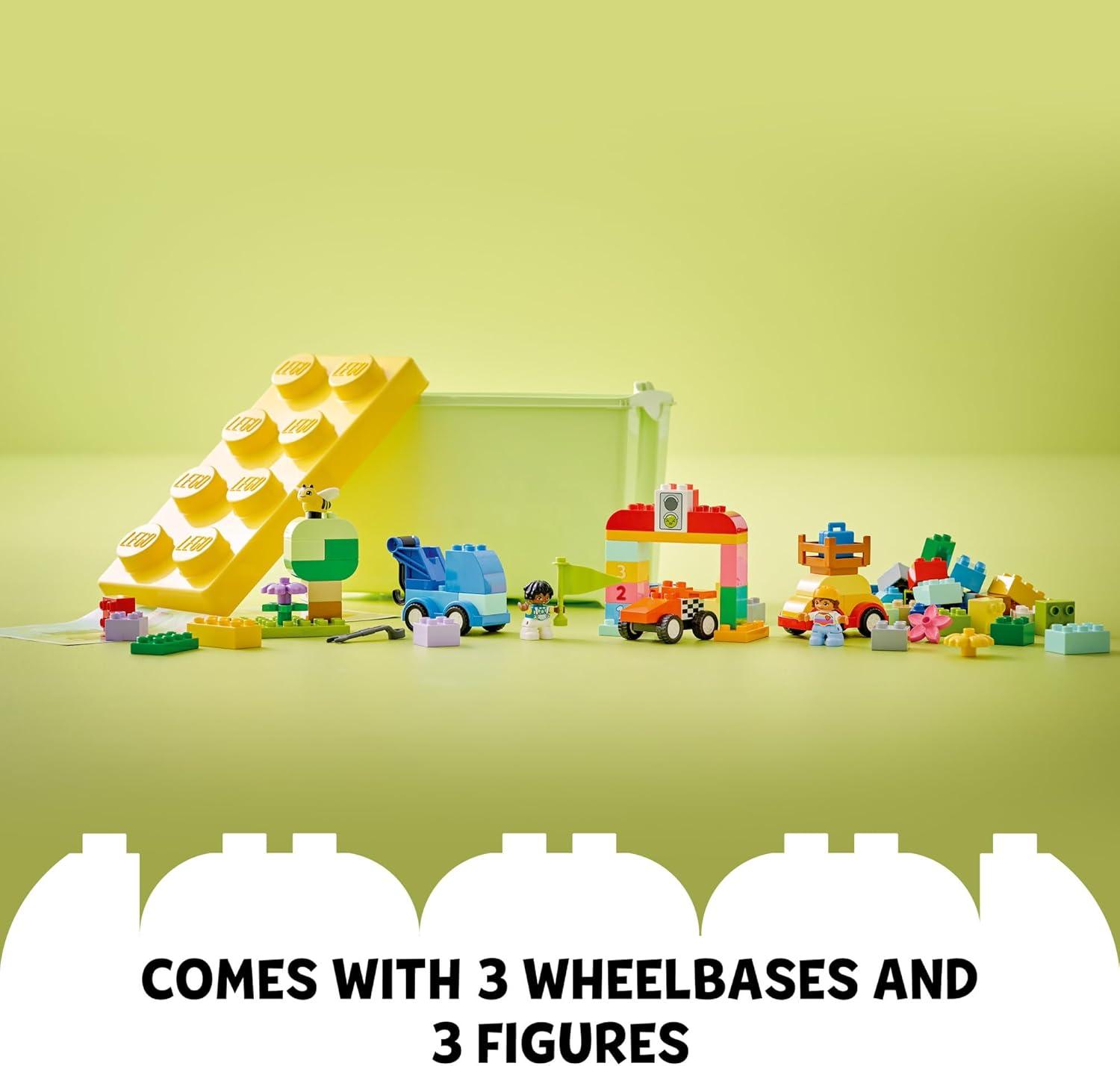 LEGO DUPLO Classic Cars and Trucks Brick Box Playset, Educational STEM Toy, Preschool Toy Building Set for Toddlers Aged 18 Months Plus, Learning Toy to Develop Fine Motor Skills, 10439