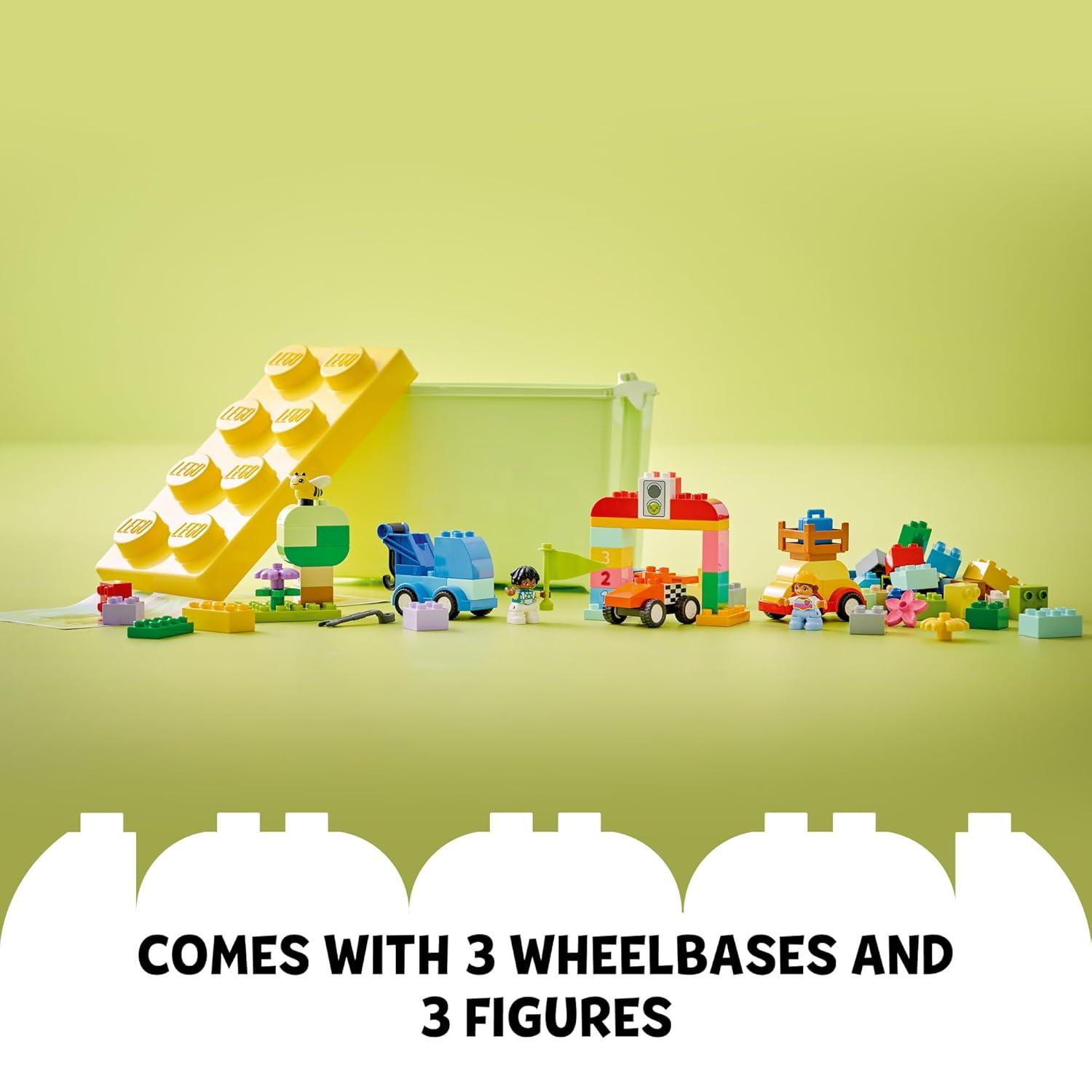 LEGO DUPLO Classic Cars and Trucks Brick Box Playset, Educational STEM Toy, Preschool Toy Building Set for Toddlers Aged 18 Months Plus, Learning Toy to Develop Fine Motor Skills, 10439