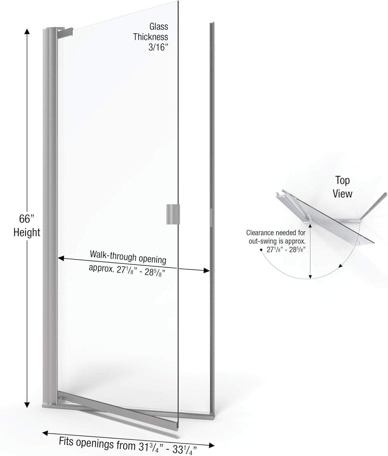 Armon 31.75" W x 66" H Pivot Semi-Frameless Shower Door