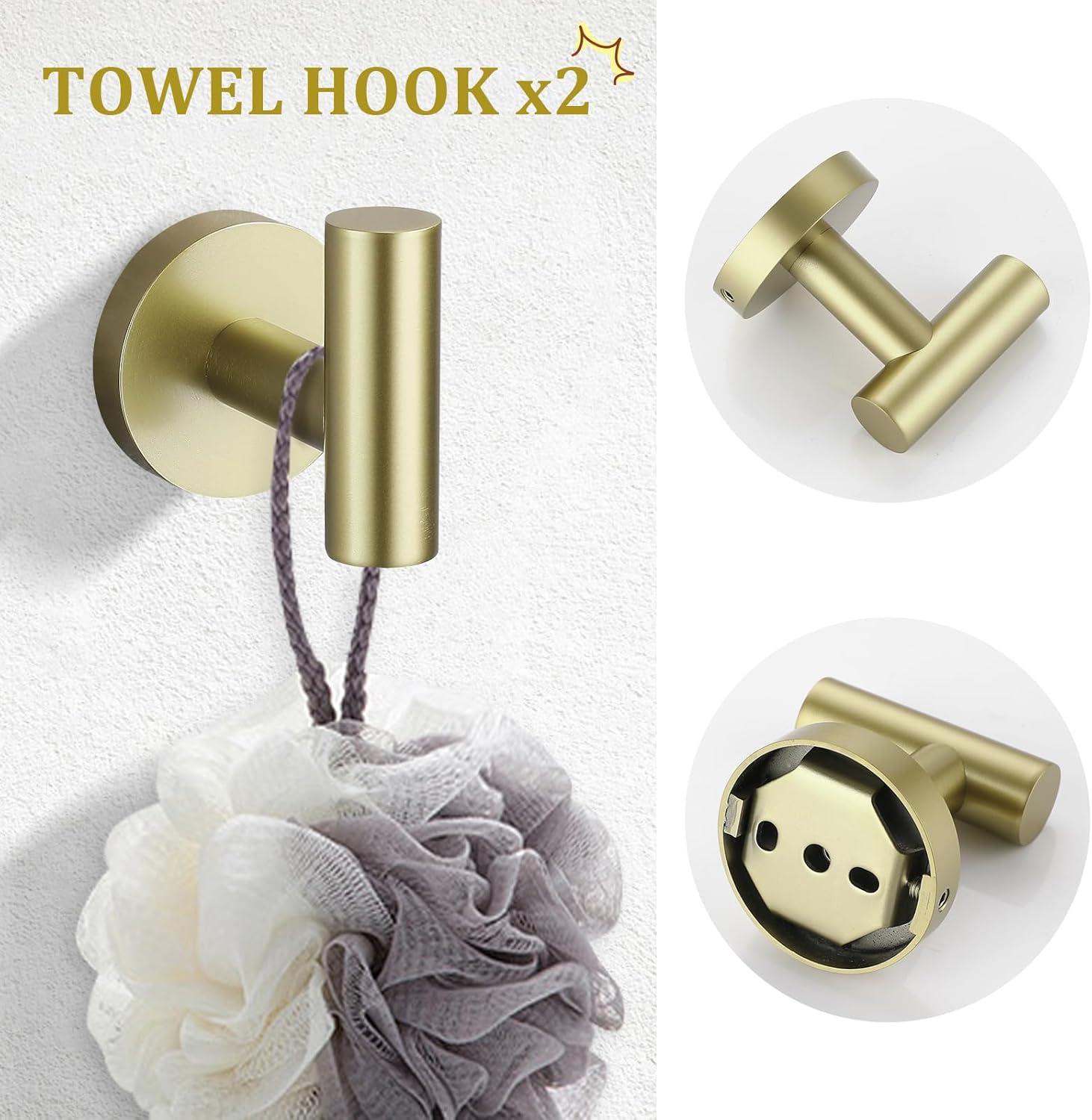 Brushed Gold Stainless Steel 4-Piece Bathroom Hardware Set