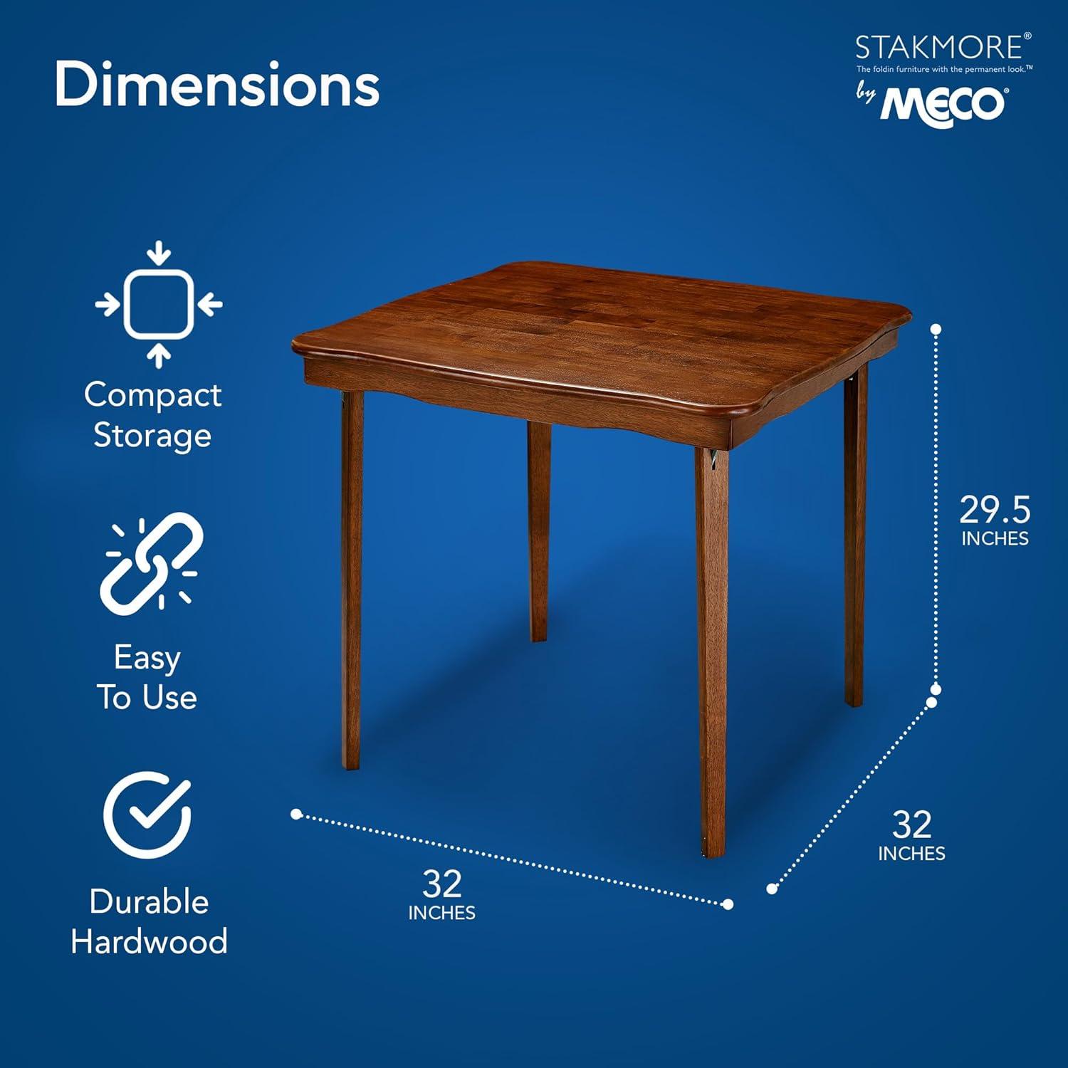 MECO Stakmore Stylish Durable Versatile Square Solid Wood Scalloped Edge Compact Folding Traditional Card Table for Home Use, Cherry