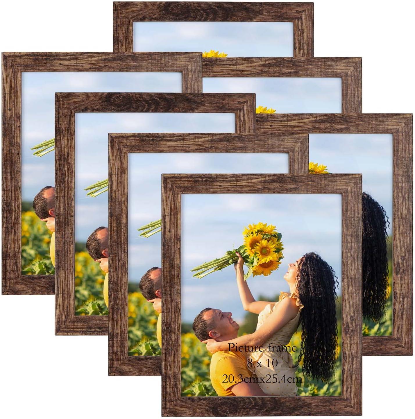 8x10 Picture Frame Set of 7, Rustic Photo Frames Display 8 by 10 inch Photo for Wall or Tabletop