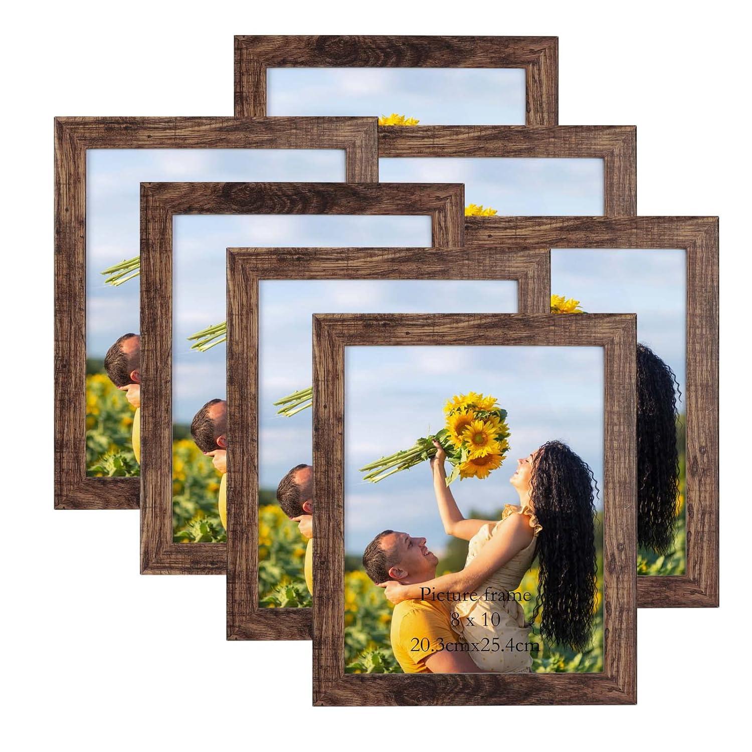 8x10 Picture Frame Set of 7, Rustic Photo Frames Display 8 by 10 inch Photo for Wall or Tabletop
