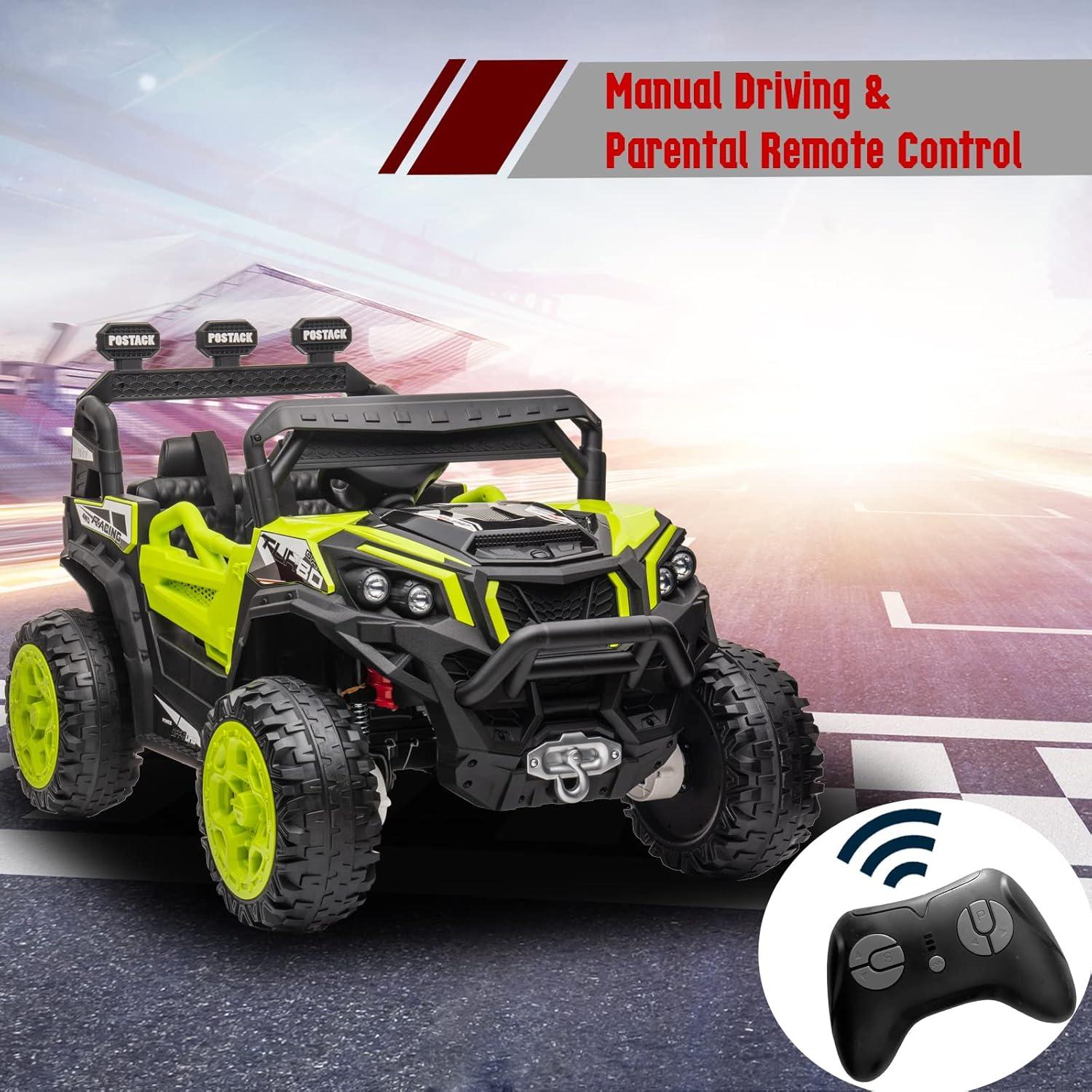 24 Volt 4X4 Ride on Toys with 2 Seat, 600W Power UTV Car 4 Wheeler for Big Kids with Remote Control, Storage, 3 Speeds, Bluetooth Music