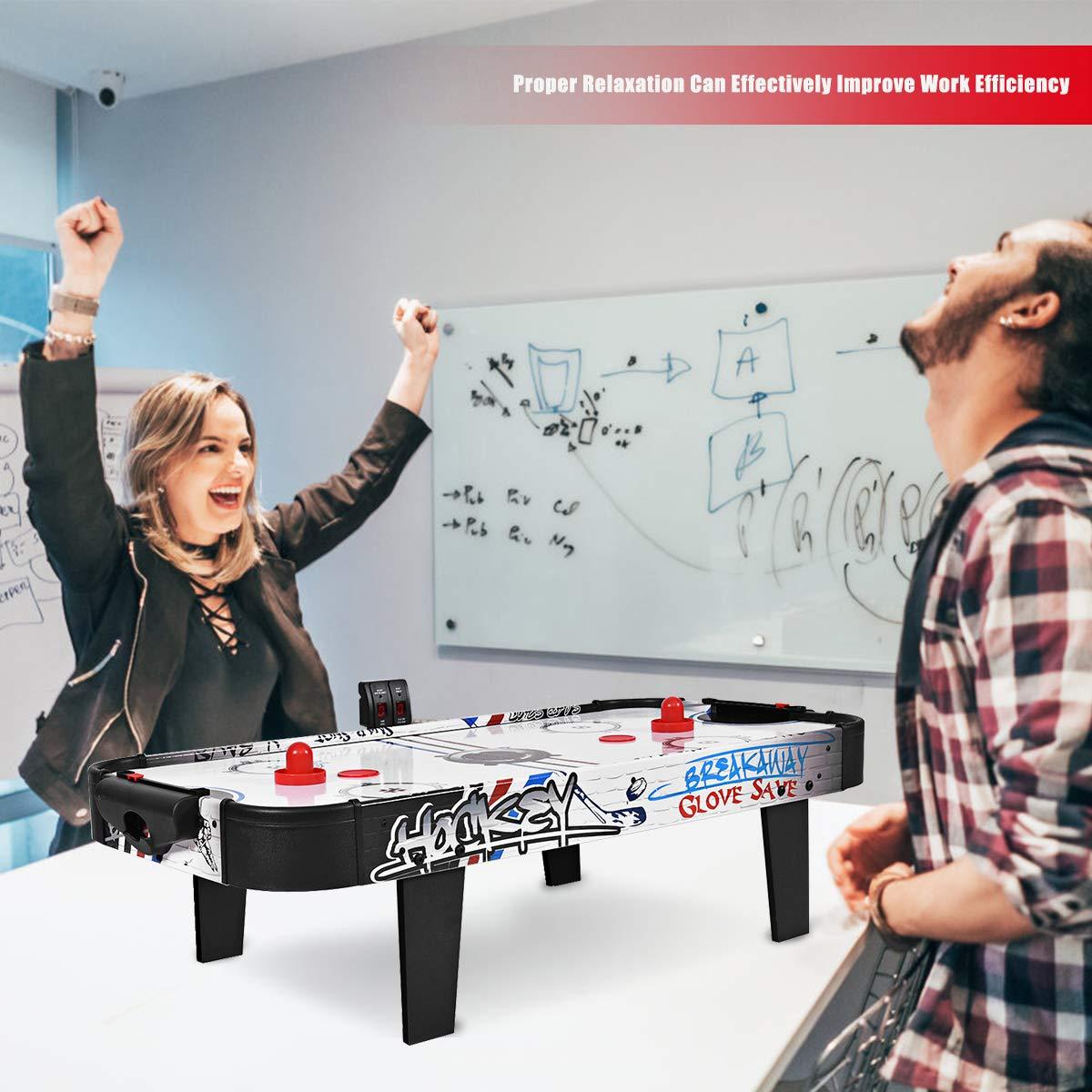 Costway 42''Air Powered Hockey Table Game Room Indoor Sport Electronic Scoring 2 Pushers