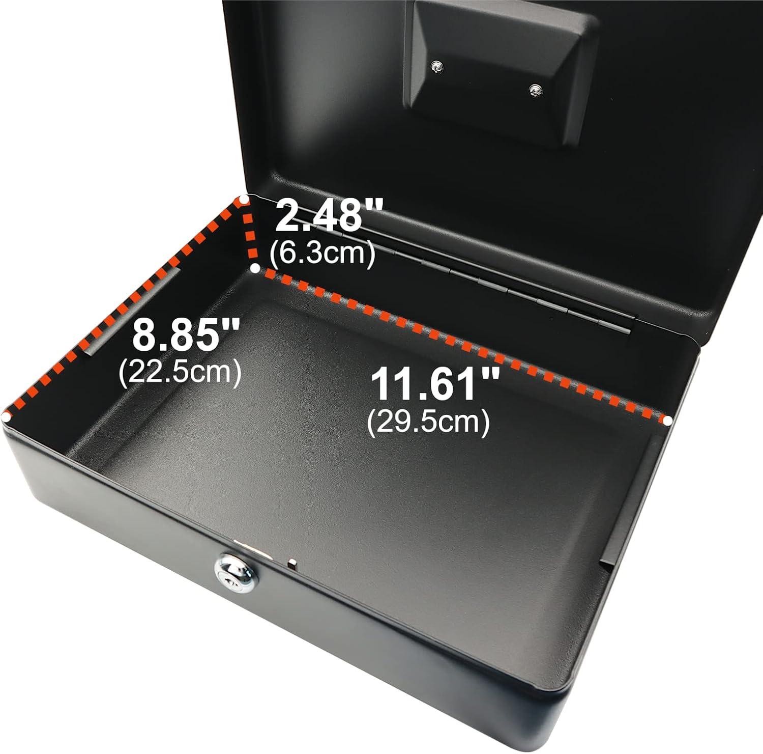 CARL Bill Tray Steel Security Cash Box - Steel - Black - 4" Height x 9" Width
