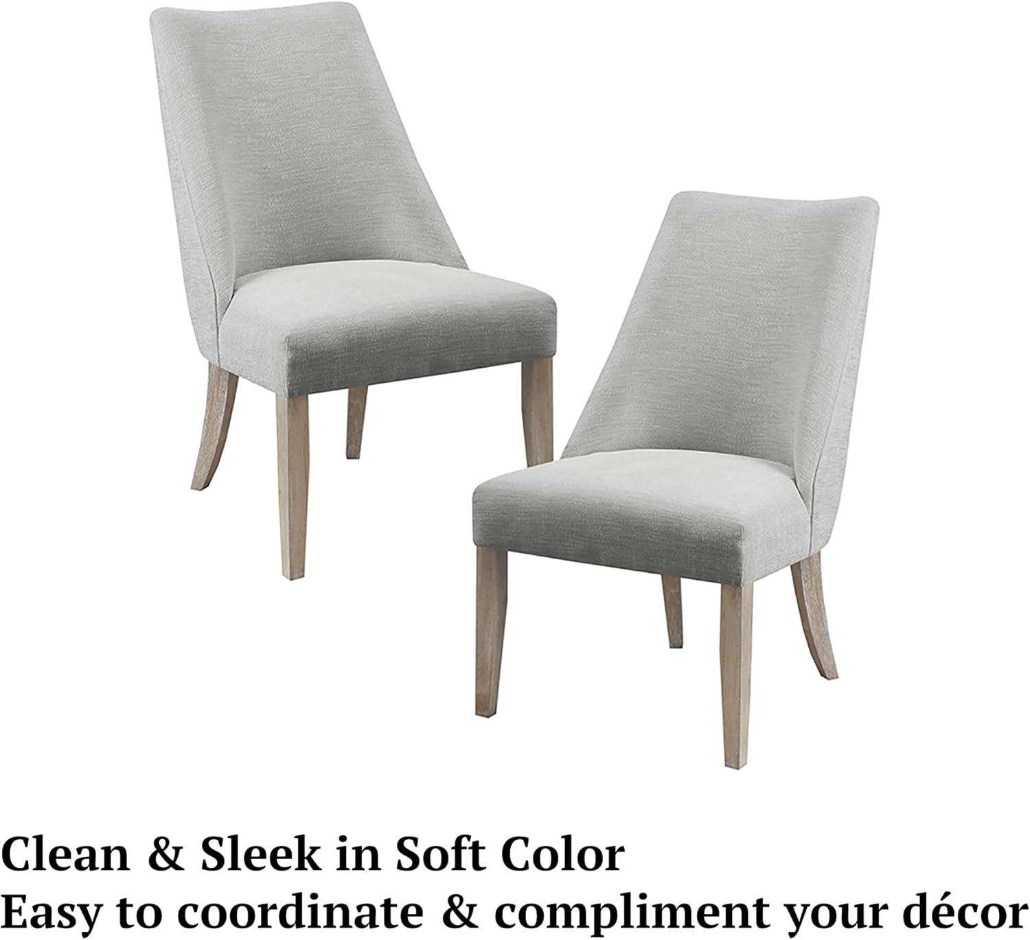 Martha Stewart Winfield Upholstered Dining Chairs – Curved Back, Distressed Wood Legs, Farmhouse Style