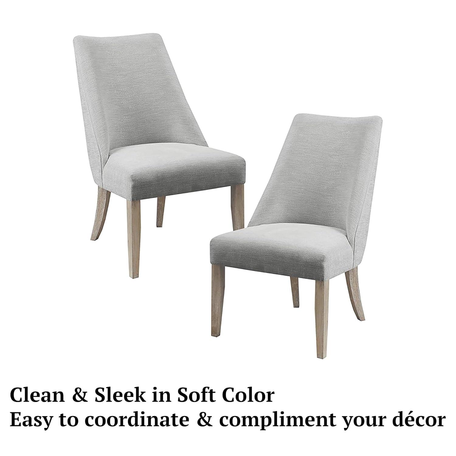 Martha Stewart Winfield Upholstered Dining Chairs – Curved Back, Distressed Wood Legs, Farmhouse Style
